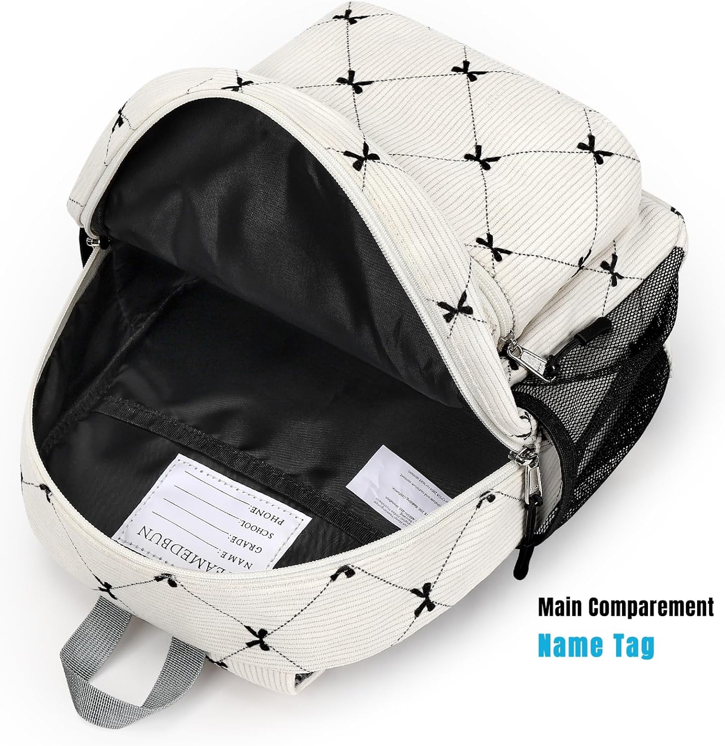 STEAMEDBUN Corduroy Toddler Backpack for Girls Boys 2-4, Kids Preschool Backpack for Kindergarten - Bow - Image 6