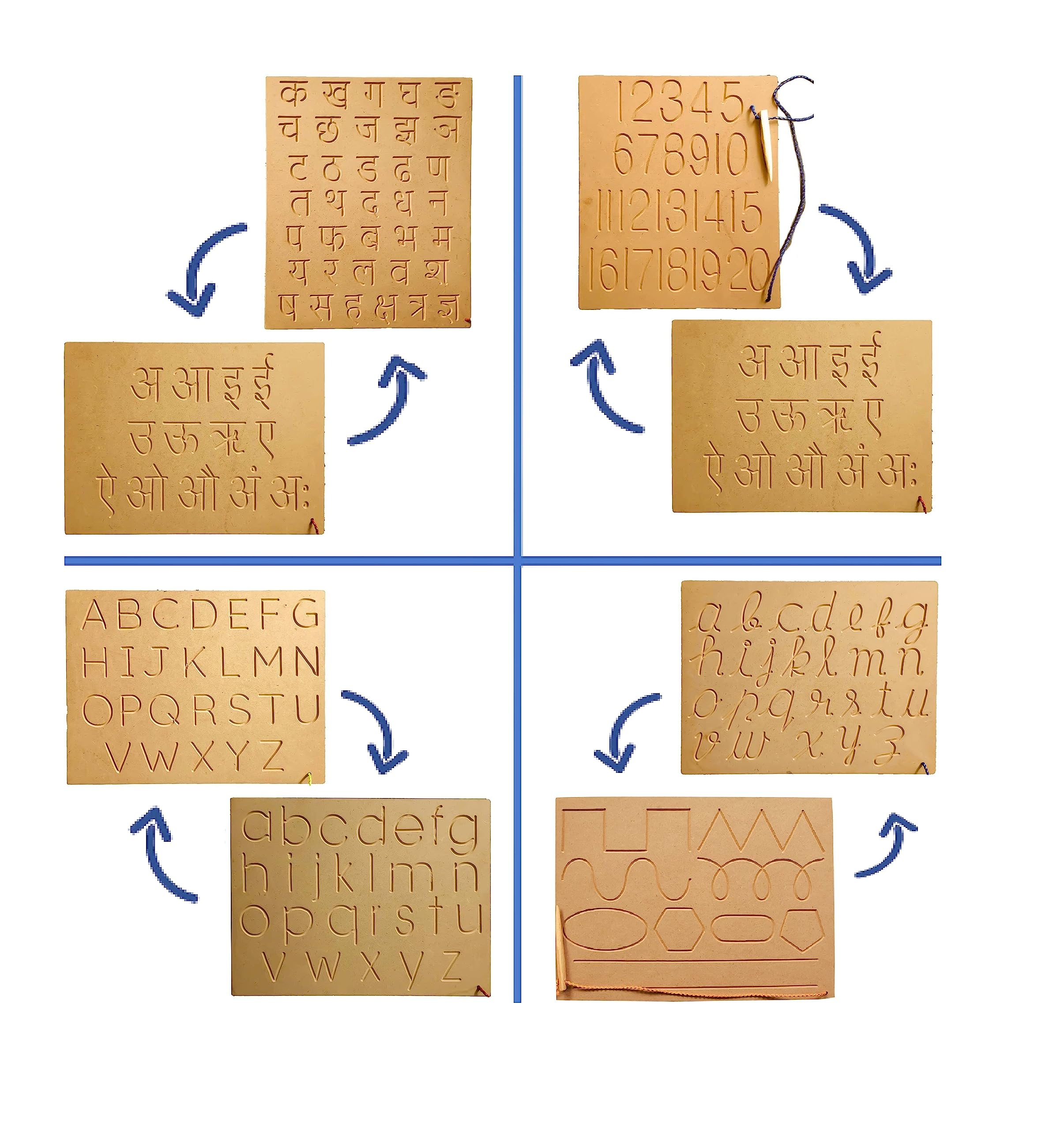 Wooden Alphabet Tracing Board, 2 in 1 Tracing Letters for Kids Ages 2-5, Toddler Writing Tools for Beginners, Hindi-English Letter Tracing Board, Learning to Write (Pack of 4) 73 (B0BWJV2C1S) Amazon Price History, Amazon Price Tracker