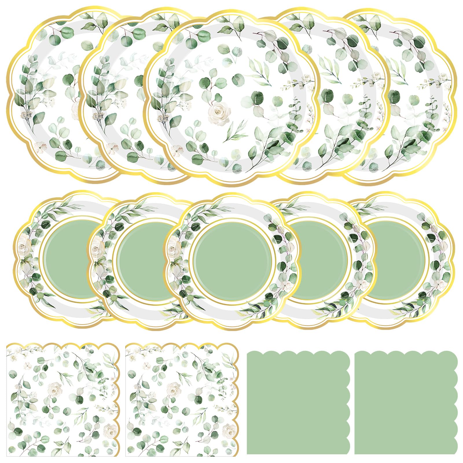 Funnymoom 200 platos y servilletas para decoración de fiesta, color verde