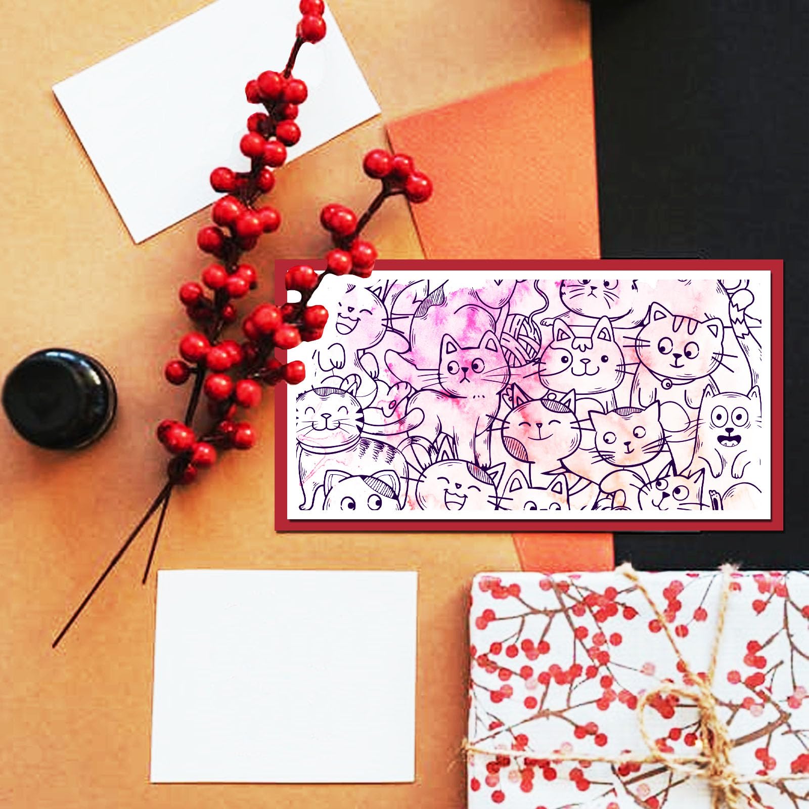 GLOBLELAND 4 Pz Mini Gatti Timbri Trasparenti Per Fai Da Te Scrapbooking Mini Gatti Realistici Sigilli In Silicone