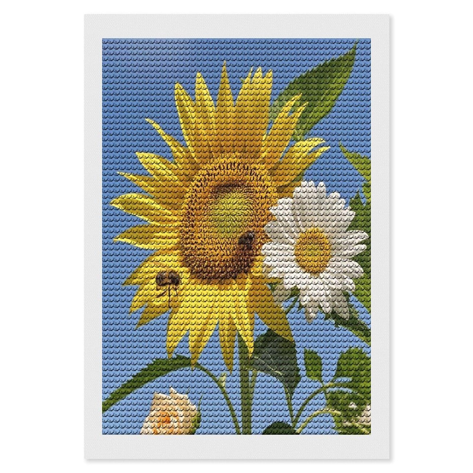 FekiLoot Bees Sunflowers Daisy Rose Flowers Diamond Painting Kits for Adults Round Paint with Diamonds Pictures Gem Art Painting Kits Personalized Diamond Art Full Drill for Beginners Home Wall Decor