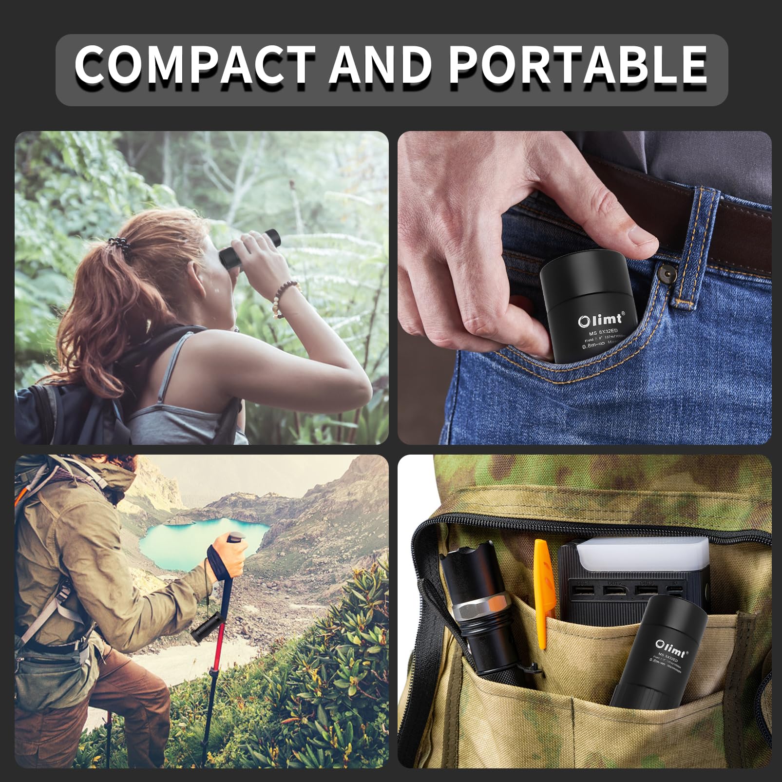 Olimt Telescopio monocular de 8 x 32 Pulgadas, monoculares compactos de Bolsillo para Adultos