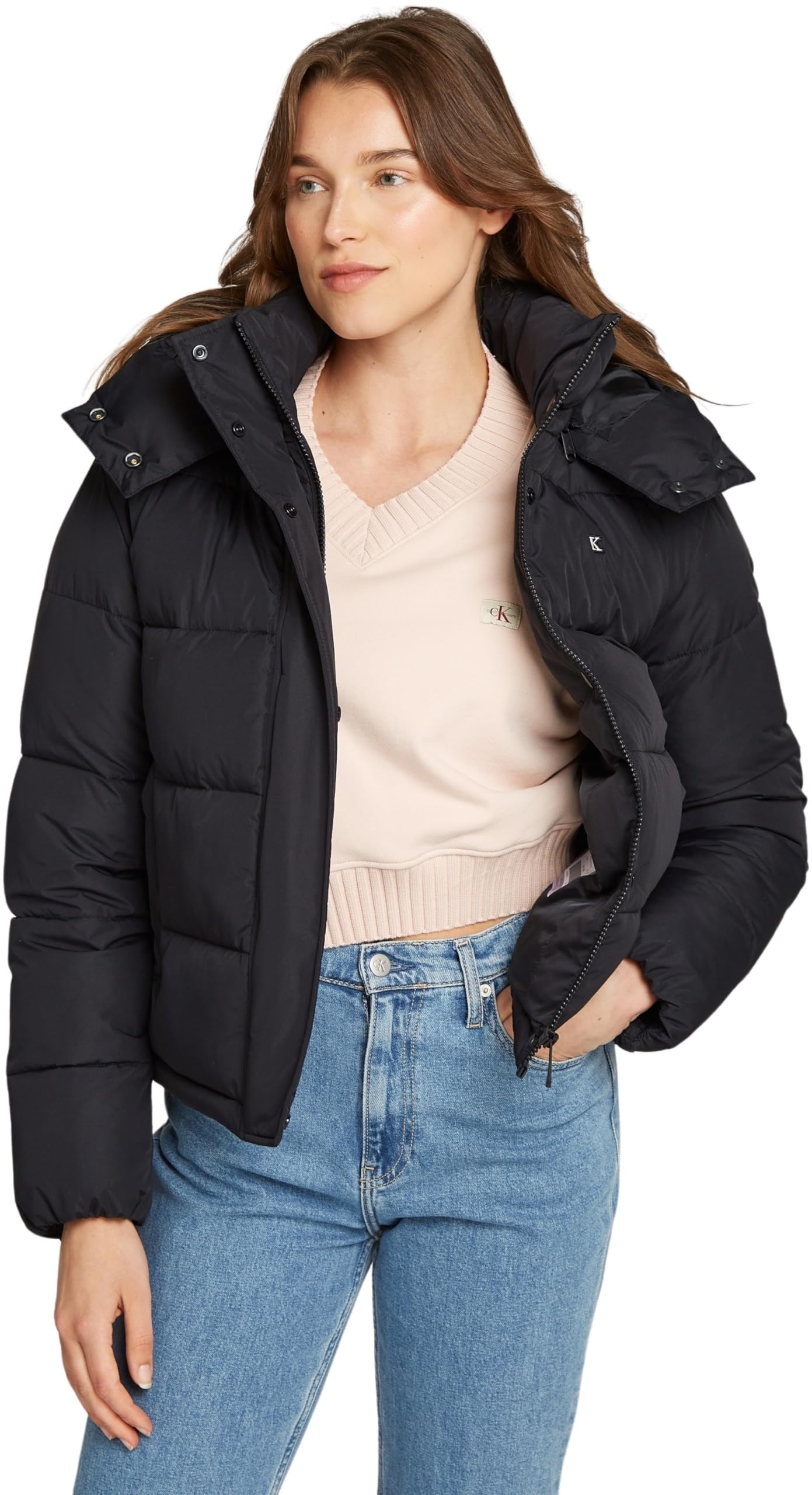 Calvin Klein Donna Piumino Matte Short Puffer con Cappuccio