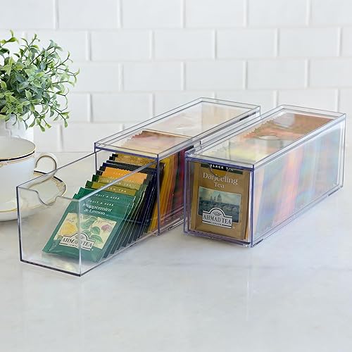 Miniatura 3 de Youngever Organizador de almacenamiento apilable de plástico con 3 cajones, organizador de paquetes de té de plástico, soporte apilable para bolsas
