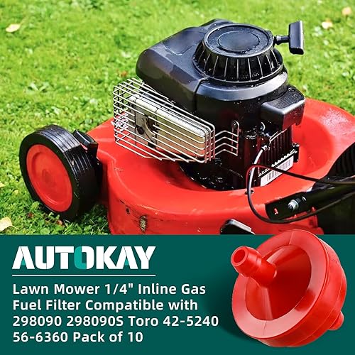 Miniatura 4 de AUTOKAY Filtro de combustible de gas en línea de 1/4 pulgadas compatible con 298090 298090S Toro 42-5240 56-6360 John Deere AM107314 LG298090