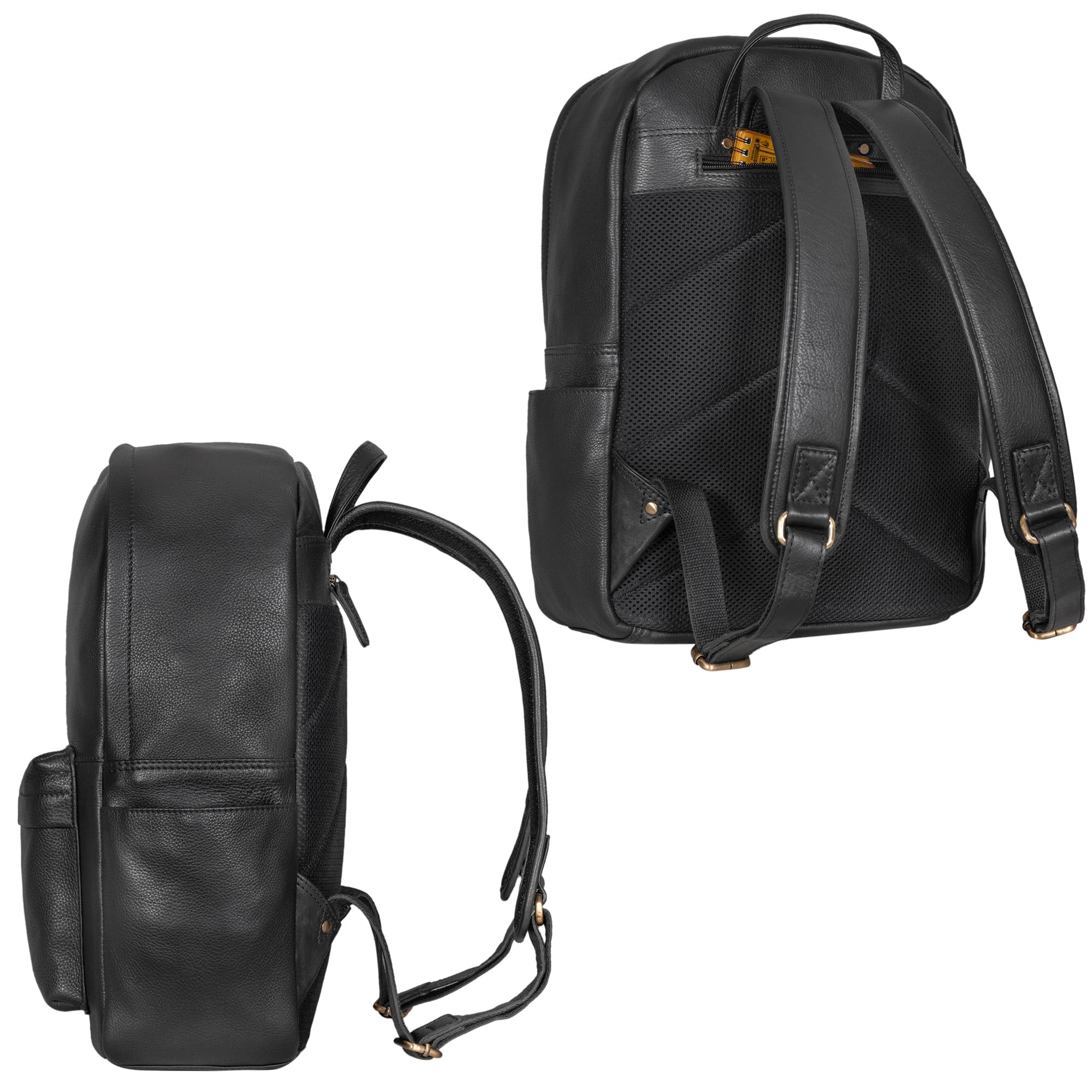 STILORD 'Arik' Mochila de Piel para Hombre y Mujer Cuero Viaje Bolso Estudiante Piel Backpack Mochilas portatil 16 Aduanas, Color:Negro