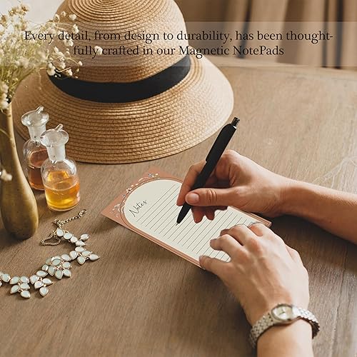 Miniatura 7 de slapaflife Bloc de notas magnético para refrigerador, 6 piezas de lista de comestibles para refrigerador, elegante bloc de notas de diseño floral,