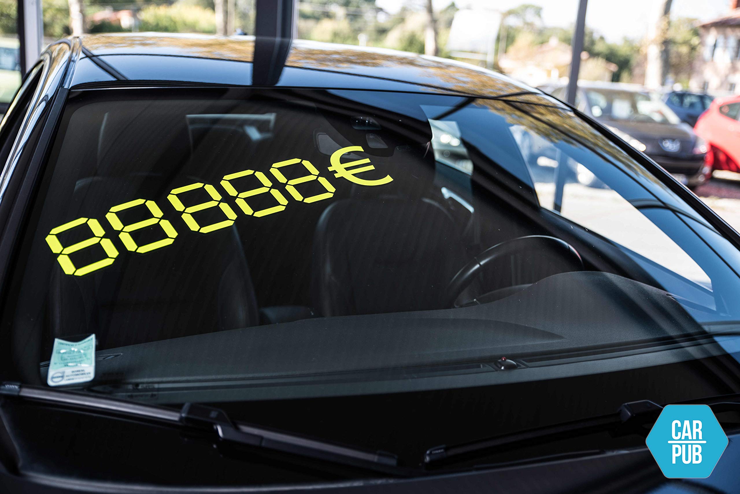 Chiffres digitaux JAUNES promotion prix concessionnaire automobile - Adhésif à composer - Lot de 25