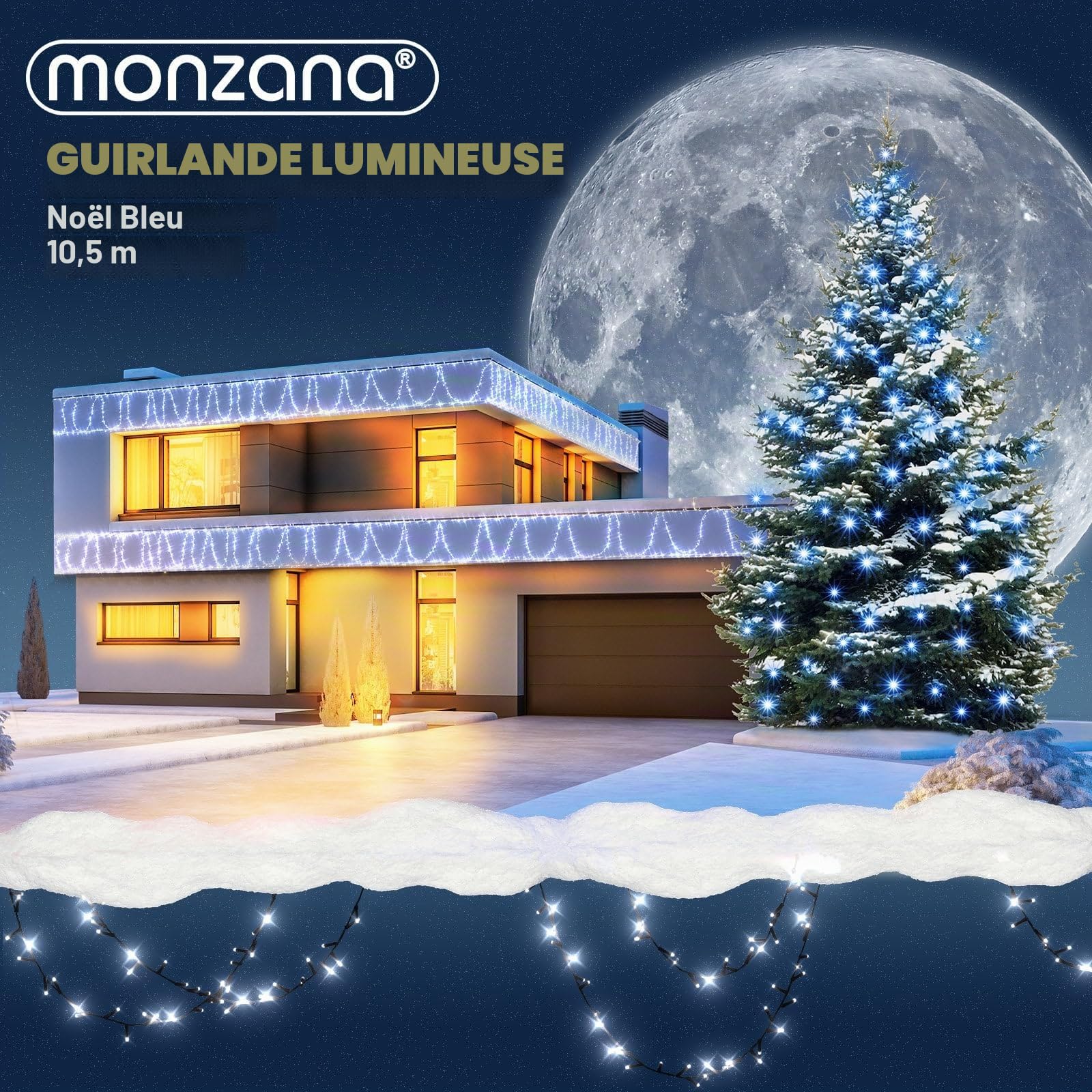 Deuba® Guirlande lumineuse 160 LED Bleu décoration de Noël à piles avec minuteur 8 fonctions extérieur d'éclairage Intérieur