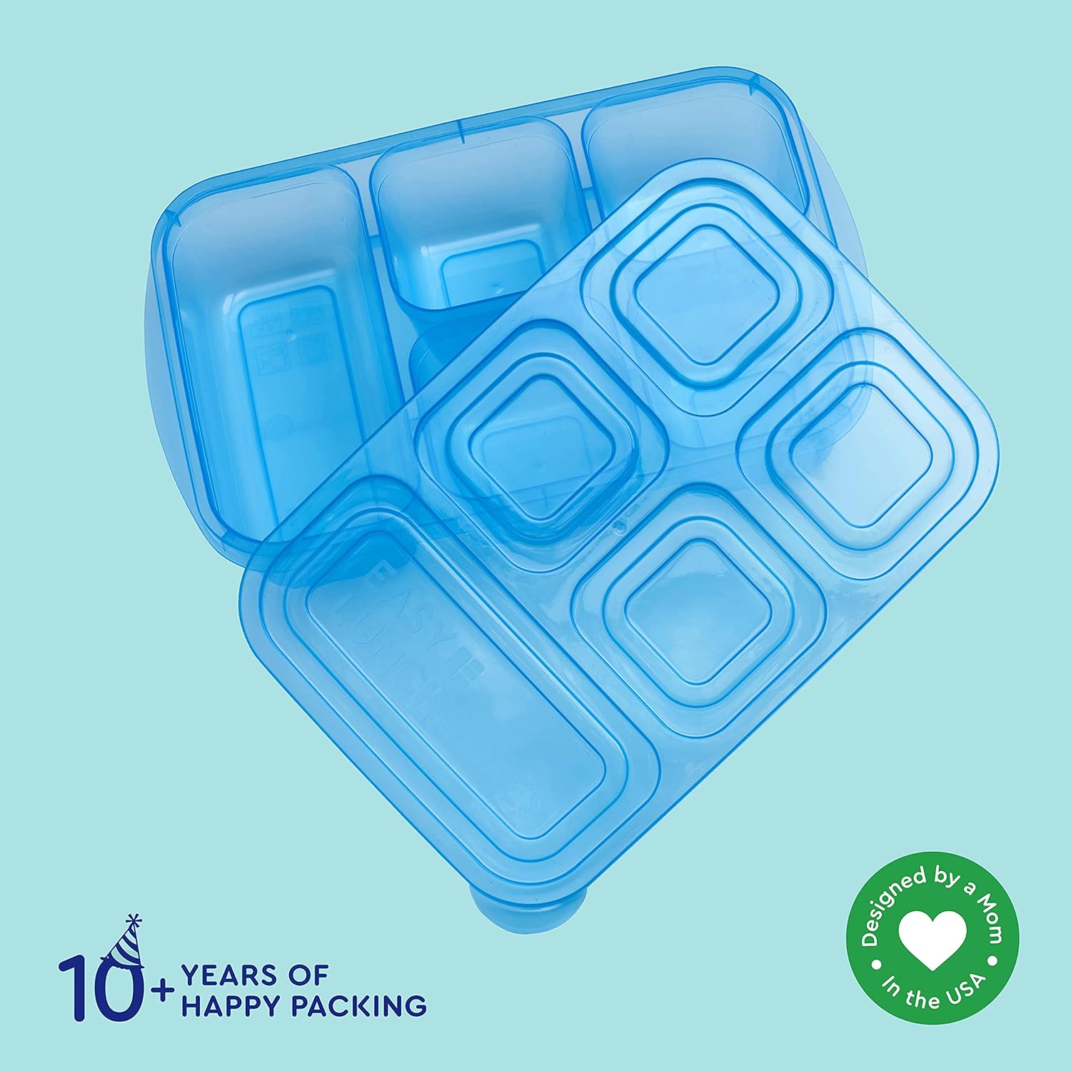 EasyLunchboxes - Bento Lunch Boxes - Reusable 5-Compartment Food Containers for School, Work, and Travel, Set of 4, (Jewel Brights): Home & Kitchen