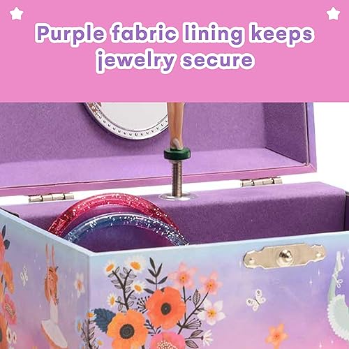 Vista 4 de Jewelkeeper Caja de almacenamiento de joyería musical para niña, diseño de bailarina encantada, cisne Lake Tune