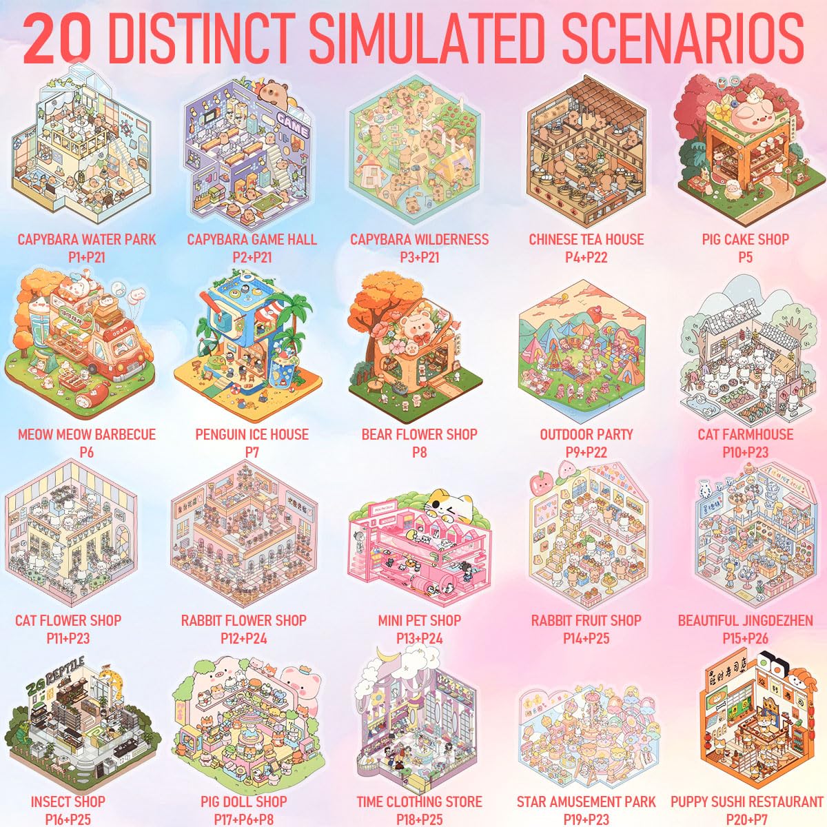 TMBMLPP 40 Sets DIY 3D Sticker Scene Book, Miniature Scene Stickers Book, Creative Scene Sticker Books, 40 Scenes - Image 4