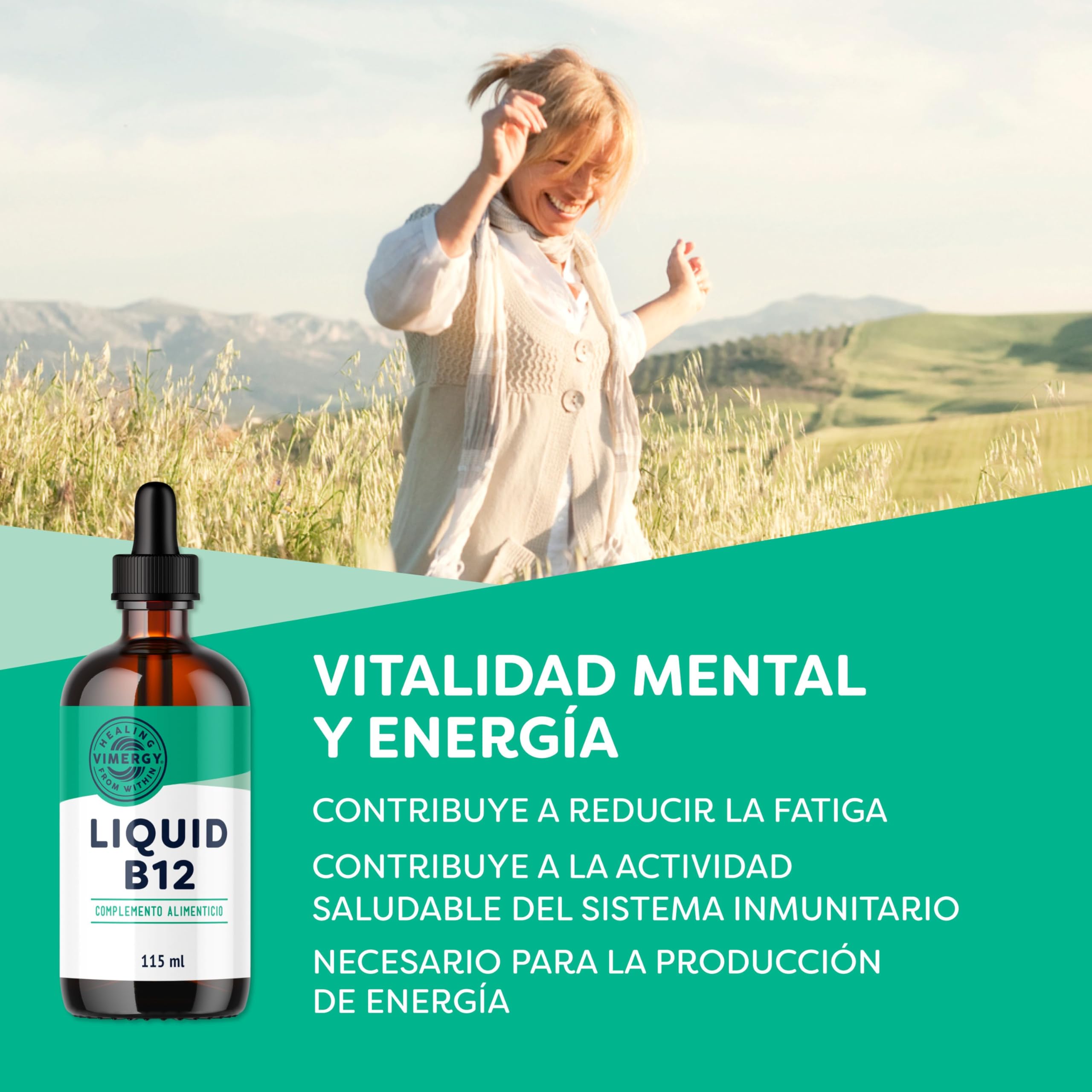 Vimergy Liquid B12 – 115 ml – Vitamina B12 Líquida - Vitamina B12 Vegana Sabor Dulce Natural – Sin Azúcar Refinado ni Gluten – Sin OMG – Apta para Keto y Paleo