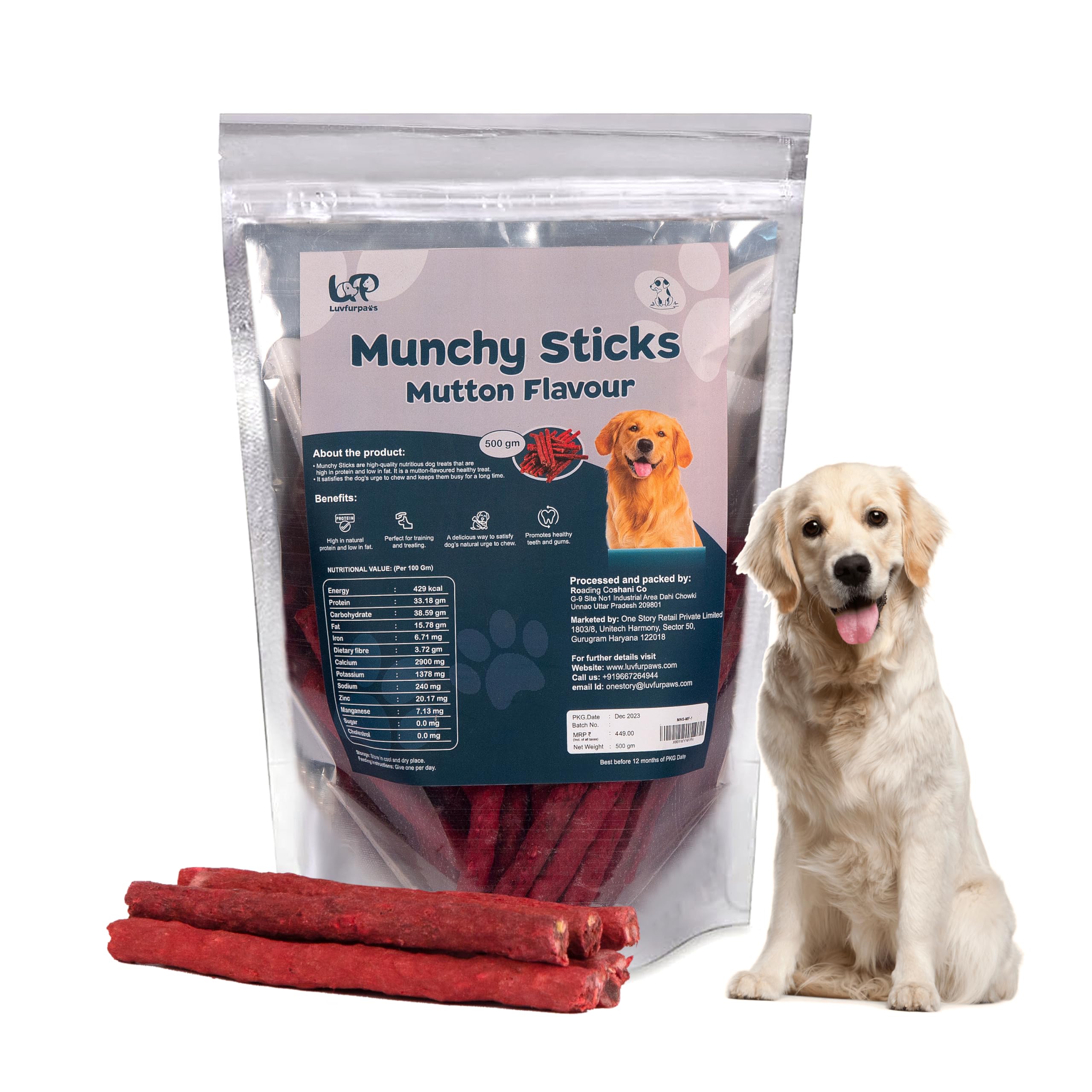 Luvfurpaws Dog Chews Munchy Sticks for Healthy Teeth & Gums for Dogs Snacks, Munchy Sticks Mutton Flavour, Dog Treats, 500 gm Pack (B0CP5RHBKZ) Amazon Price History, Amazon Price Tracker