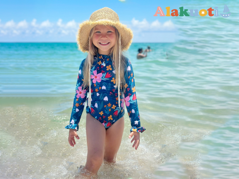 Amazon.com: Infant Swimsuit Girl One Piece Blue Flower with UPF 50