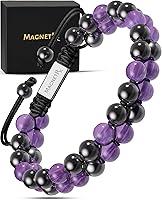 Vista 15 de MagnetRX® Pulsera de Hematita y Piedra Lunar - Pulseras Magnéticas de Hematita de Fuerza MÁXIMA - Pulseras de Cuentas Blancas con Cristales