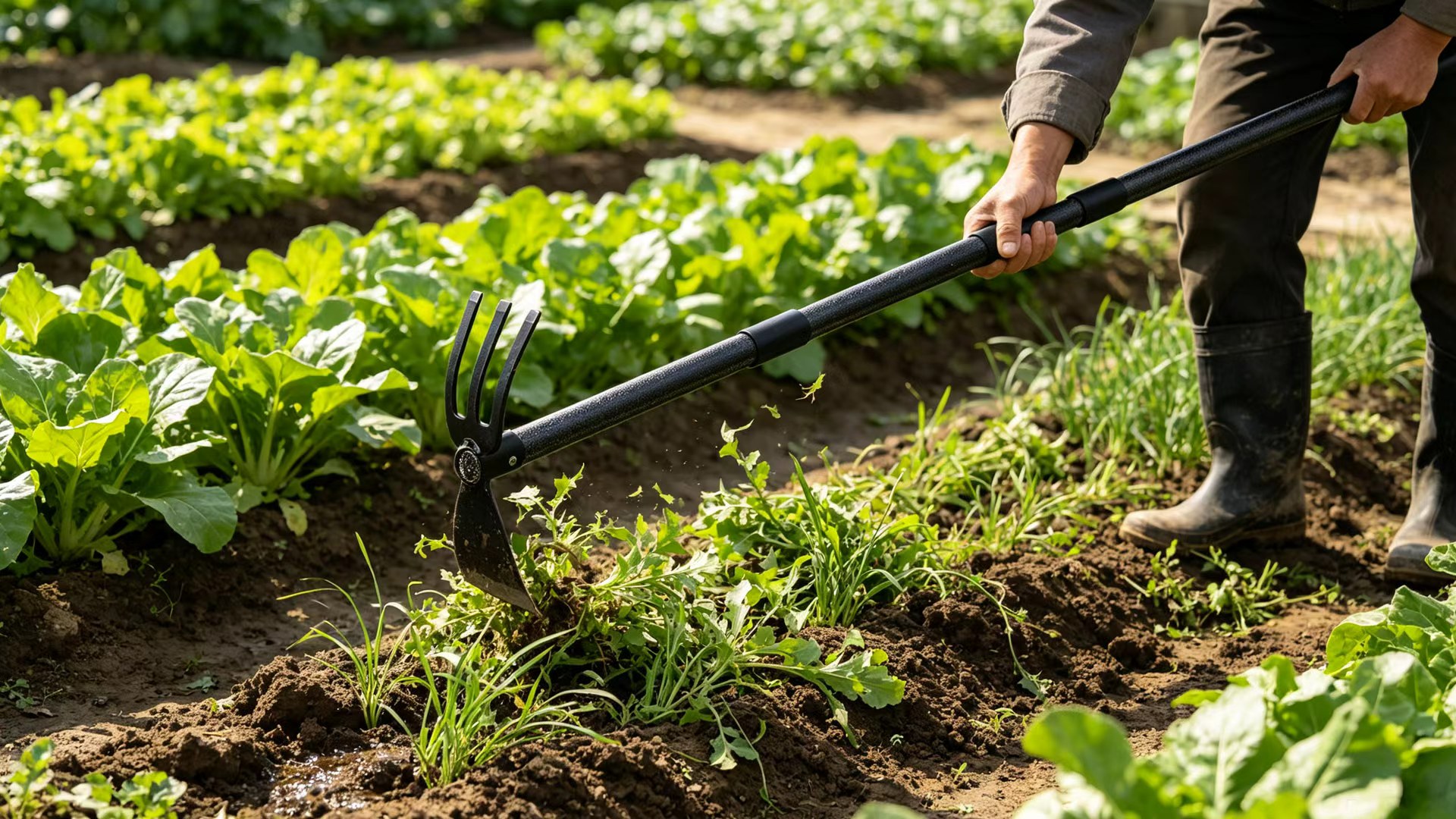 Azada y cultivador de jardín con mango ajustable miniatura 7