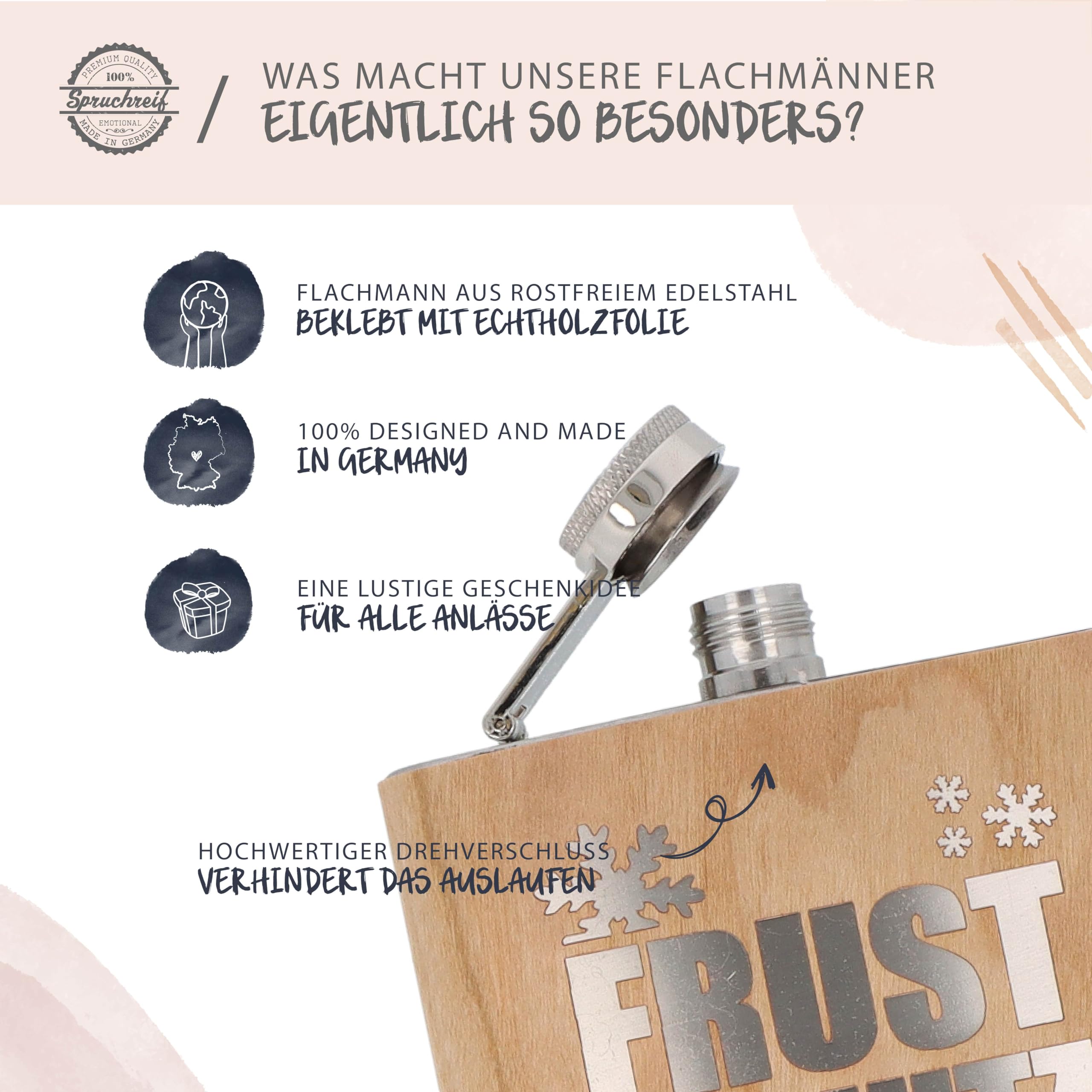 Spruchreif | Fiaschetta in acciaio inox inciso | Regalo per ciclismo