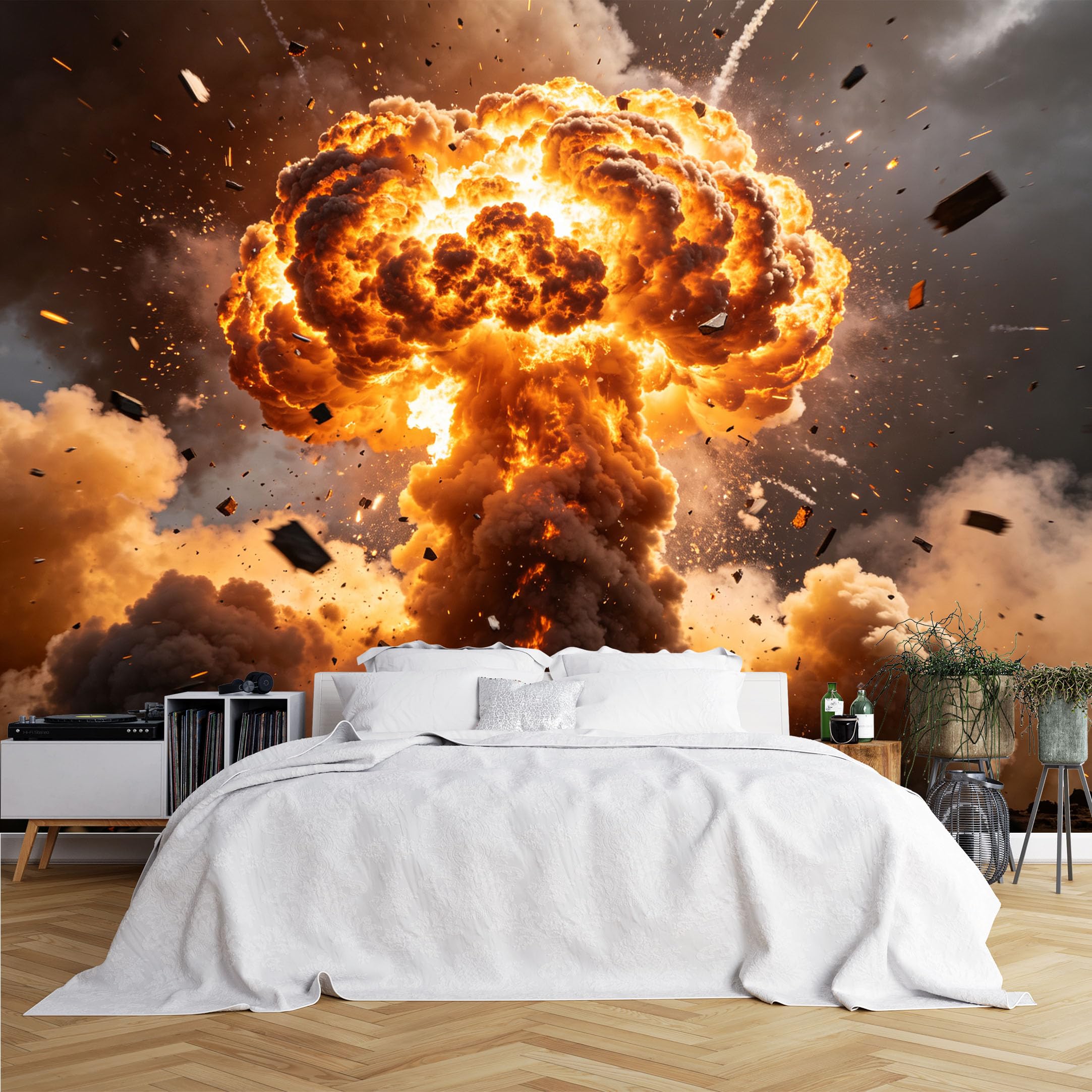 Lcythiazole Ch260615031 Custom Size Wall Murals Explosion Mushroom Cloud Scene Wall Murals Large Photo Wallpaper Self-Adhesive Removable Wallpaper For Game Room Garage