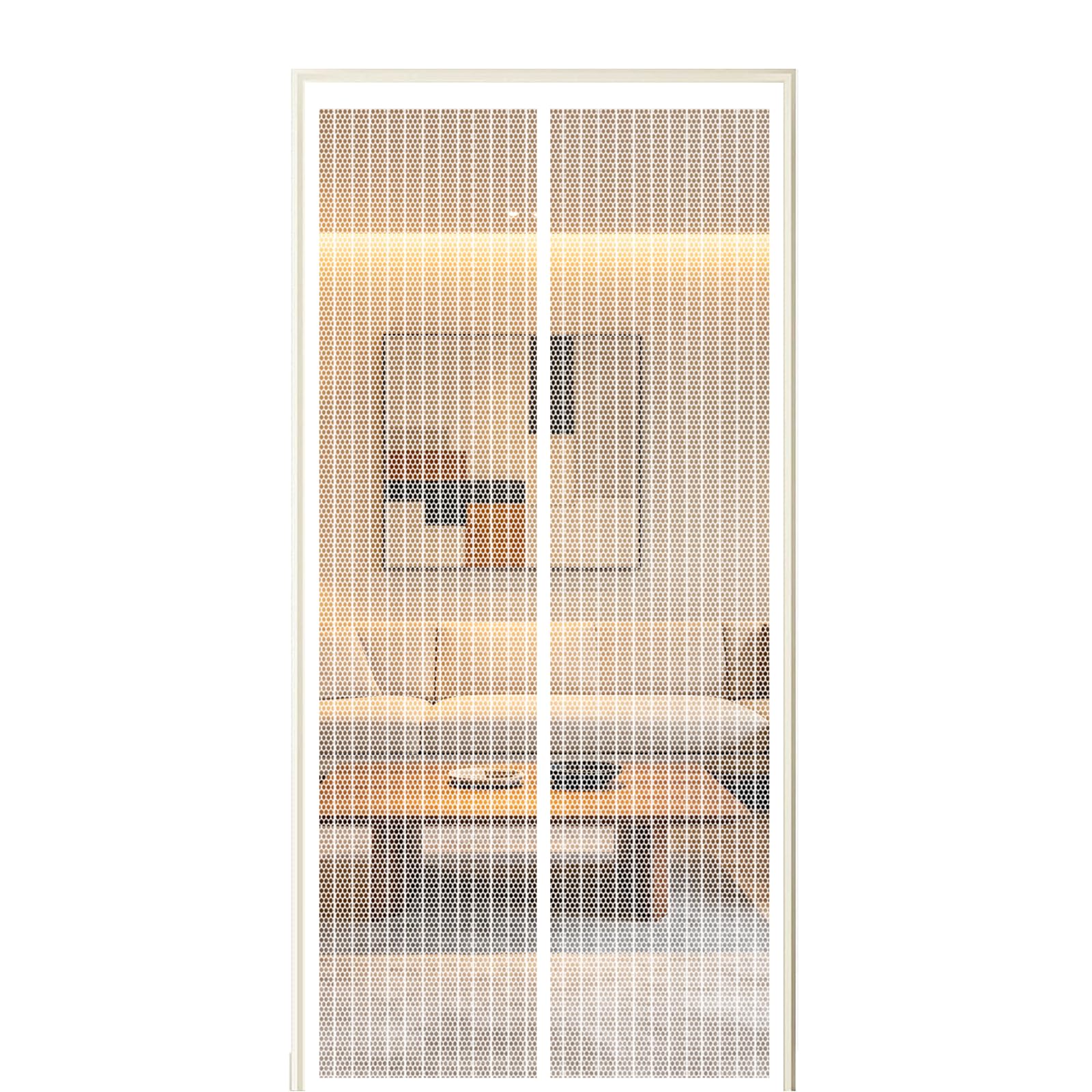 Xuehmin White Screen Door 280 X 240 Cm Self Sealing Powerful Magnets Magnetic Screenfly Doors With Powerful Magnets & Full Frame Magic Tape Suitable For Patio Doors Balcony Bedroom,