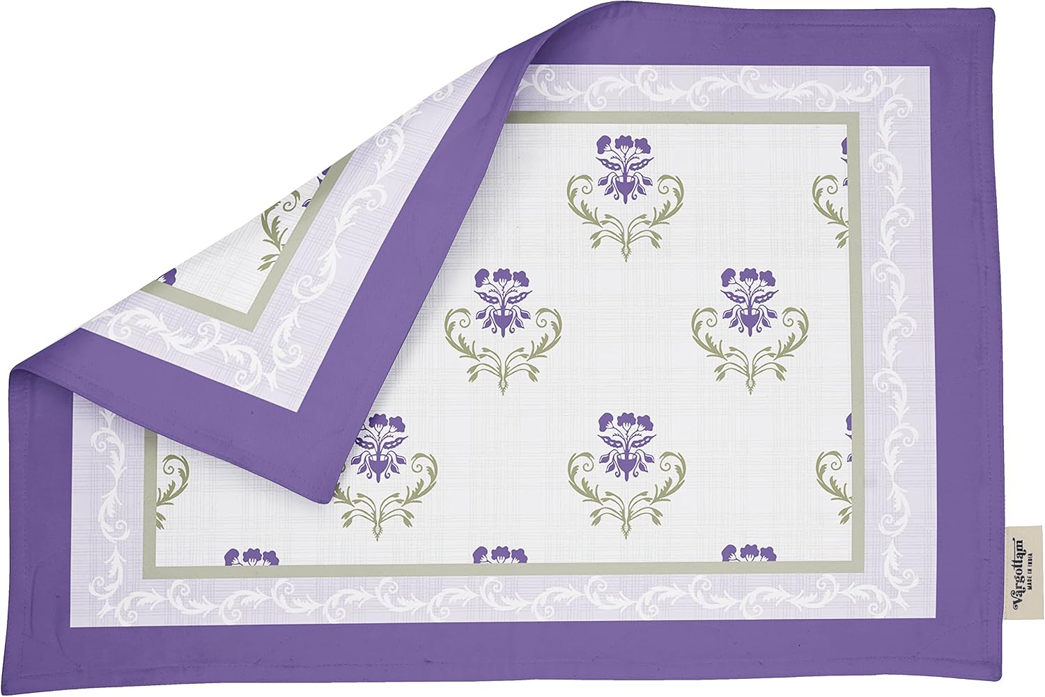 Placemats - Placemat for Dining Table, Set of 4- Printed & Reversible Cotton Napkin- Indoor Placemats for Home & Kitchen Dining Table- Asian (Purple)