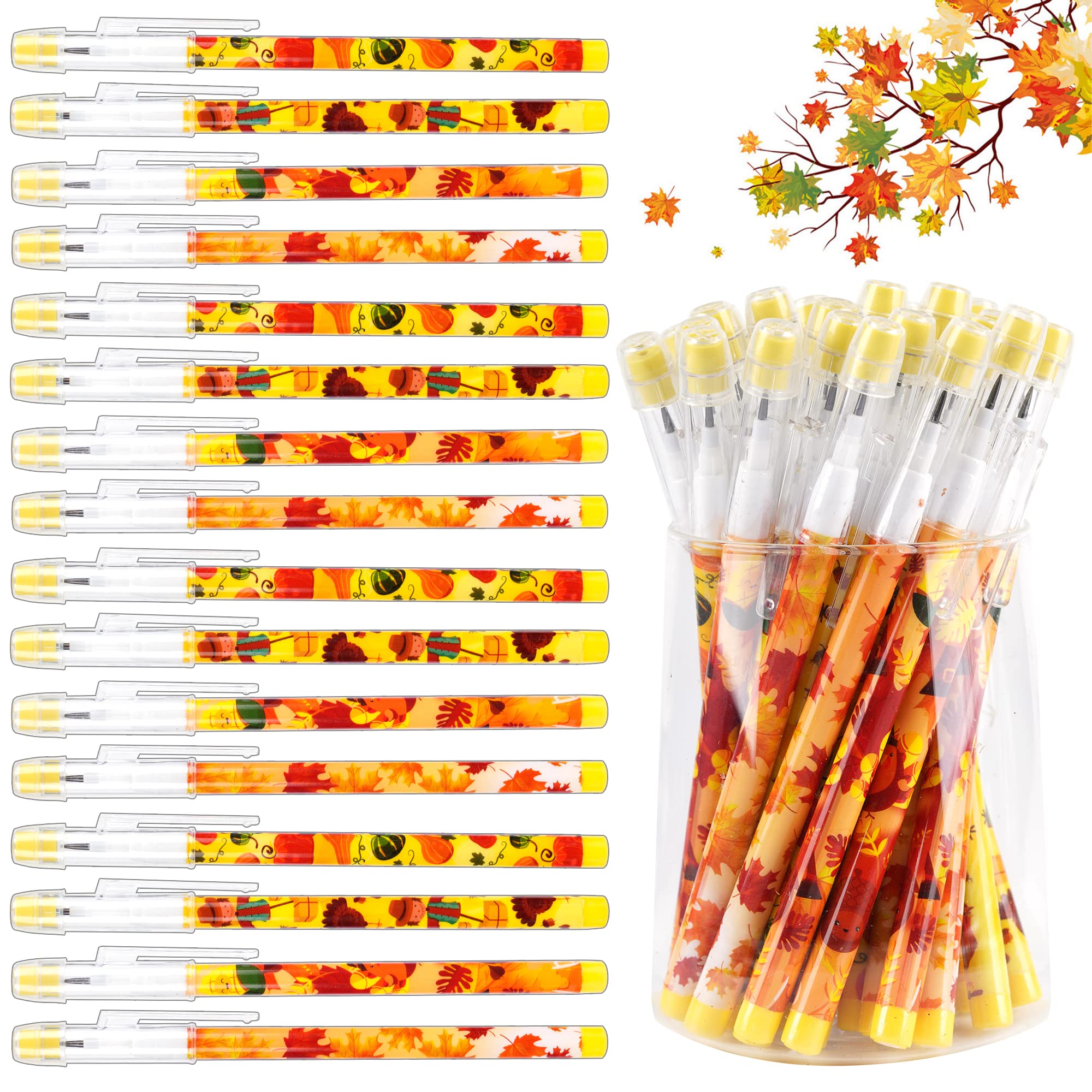 Kolewo4ever Lápices temáticos de otoño, lápices de fiesta de Acción de Gracias, lápiz translúcido multipunto (48)