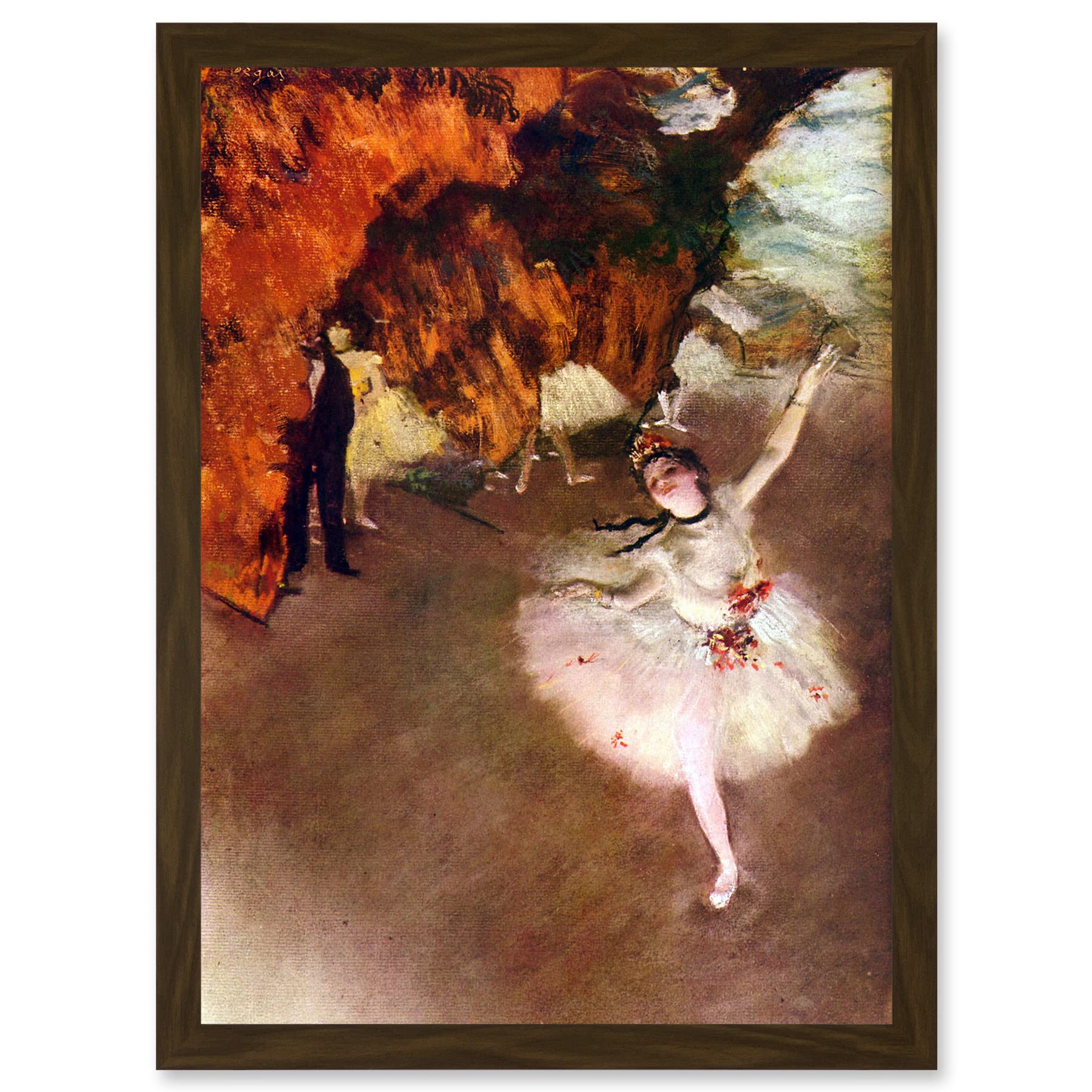Artery8 Framed Brown A3 Painting Degas Prima Ballerina Ballet Dancer Old Master Artwork Framed A3 Wall Art Print