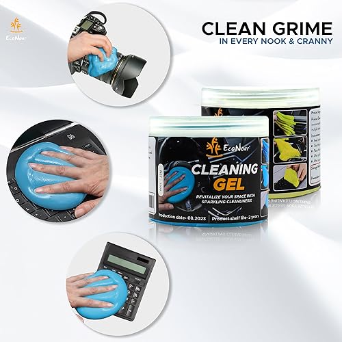 Miniatura 4 de EcoNour Gel de limpieza de coche (paquete de 2) para rejillas de ventilación de CA y portavasos  Accesorios de masilla de limpieza de automóvil para