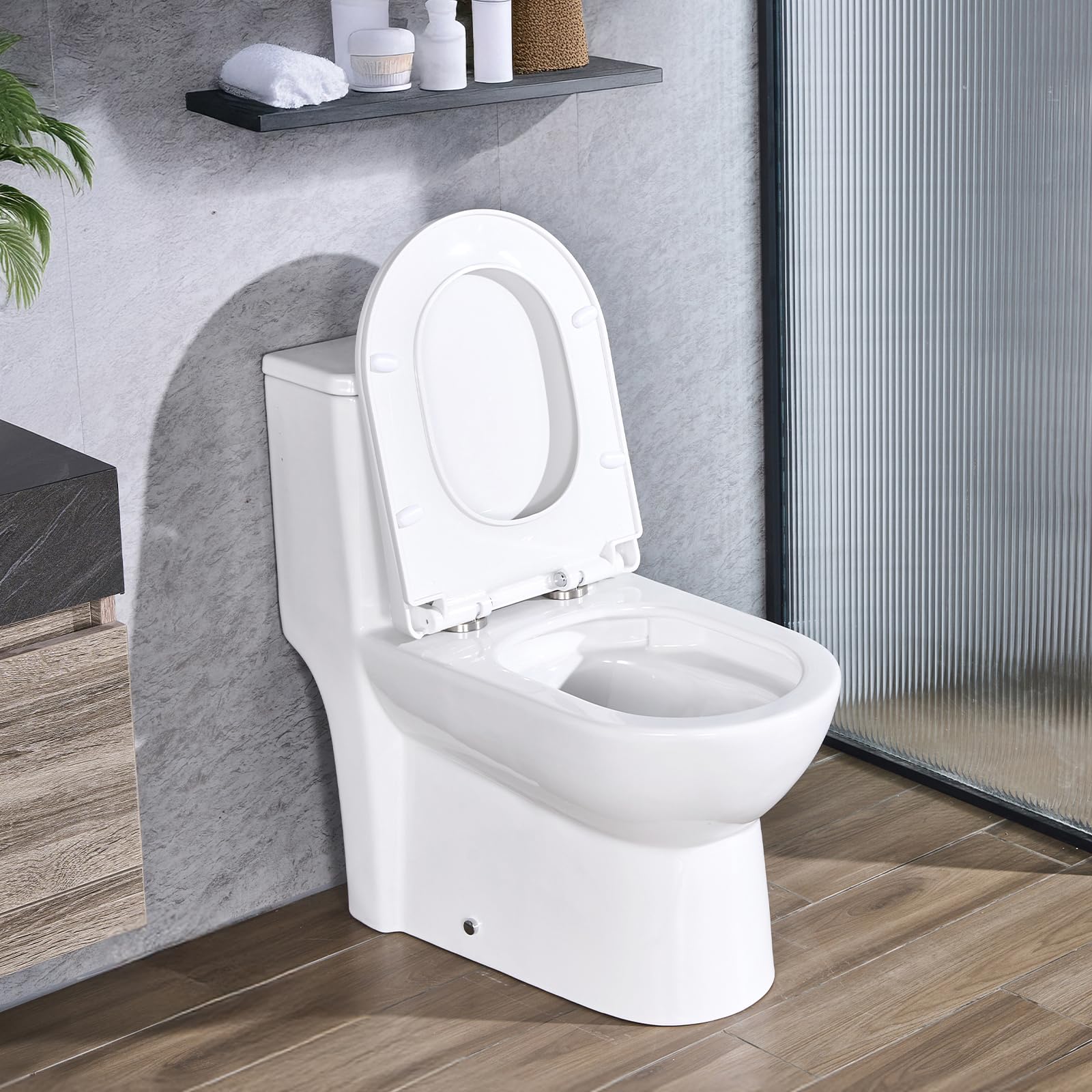 VEVOR One-Piece Toilet, Elongated Vortex Dual-Flush 1.1/1.6 GPF, 10 inch Rough-In