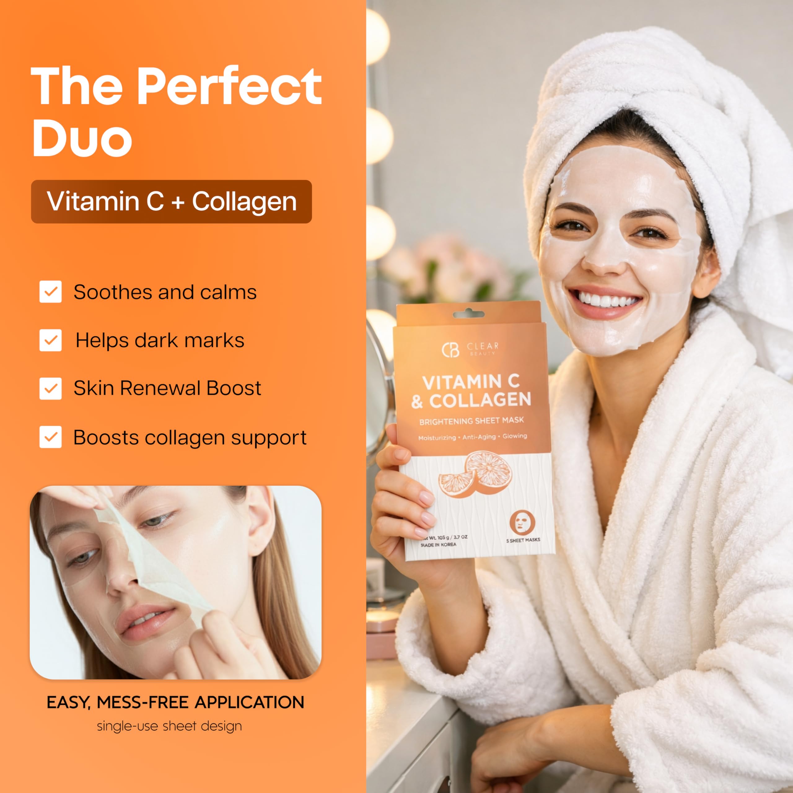 Amazon.com : Clear Beauty Vitamin C & Collagen Face Mask