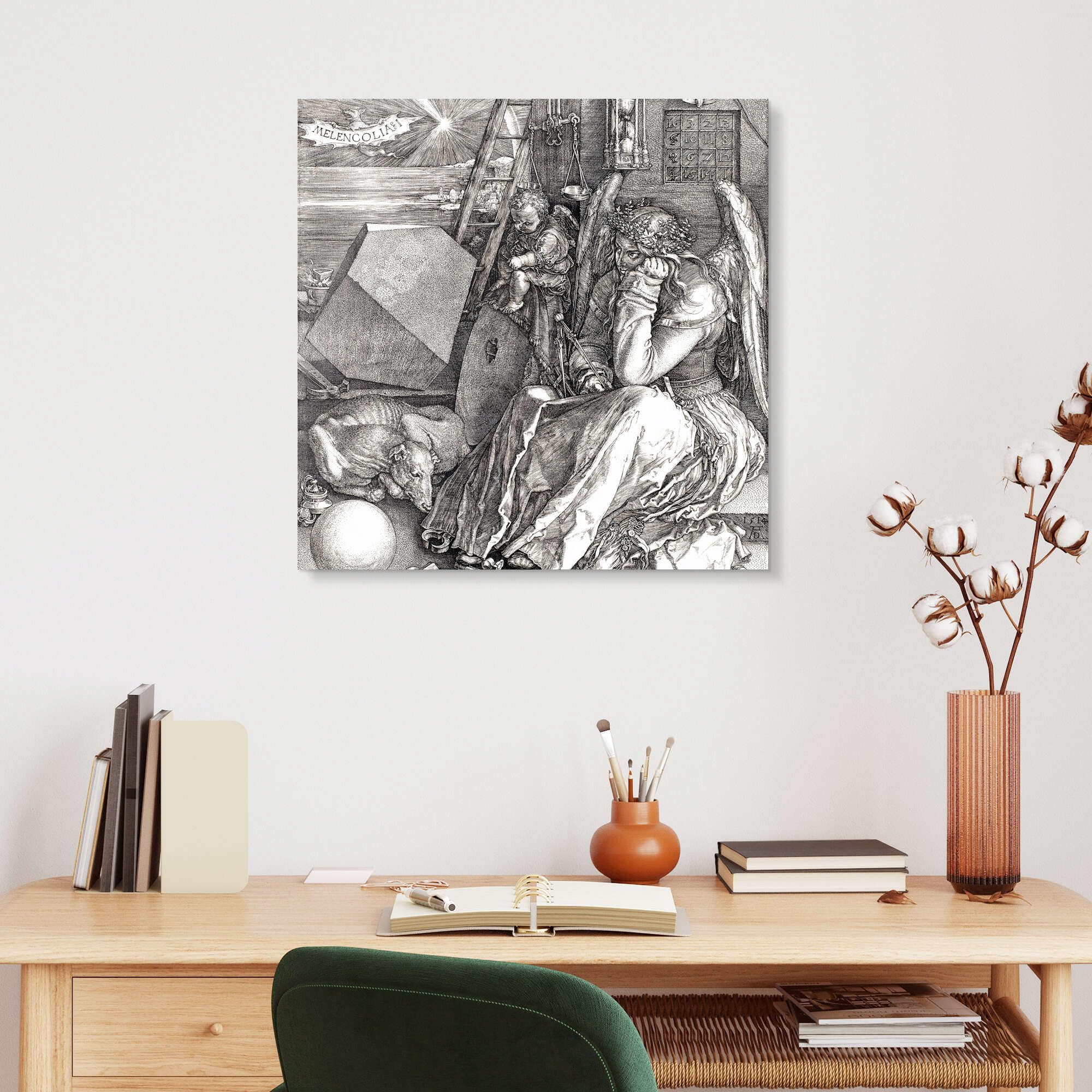 Posterlounge Melancholie Acrylglasbild | 60 x 60 cm von Albrecht Dürer Schwarz-Weiß Wandbilder Wanddeko