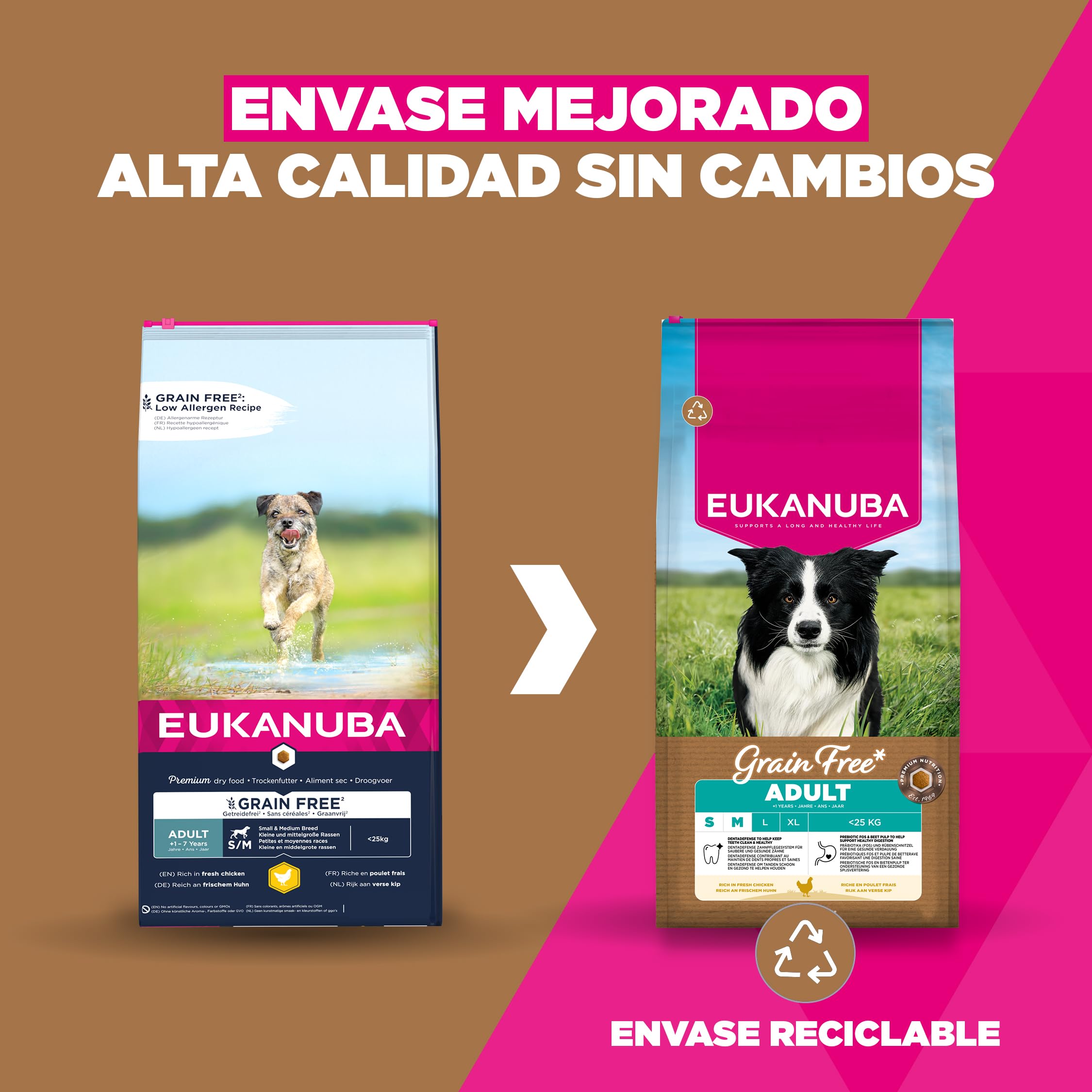 Eukanuba, alimento para Perros sin Cereales con Pollo para Razas pequeñas y Medianas - Alimento seco Premium sin Cereales para Perros Adultos, 12 kg | Comida seca de primera calidad, con pollo fresco, sin cereales, para perros adultos