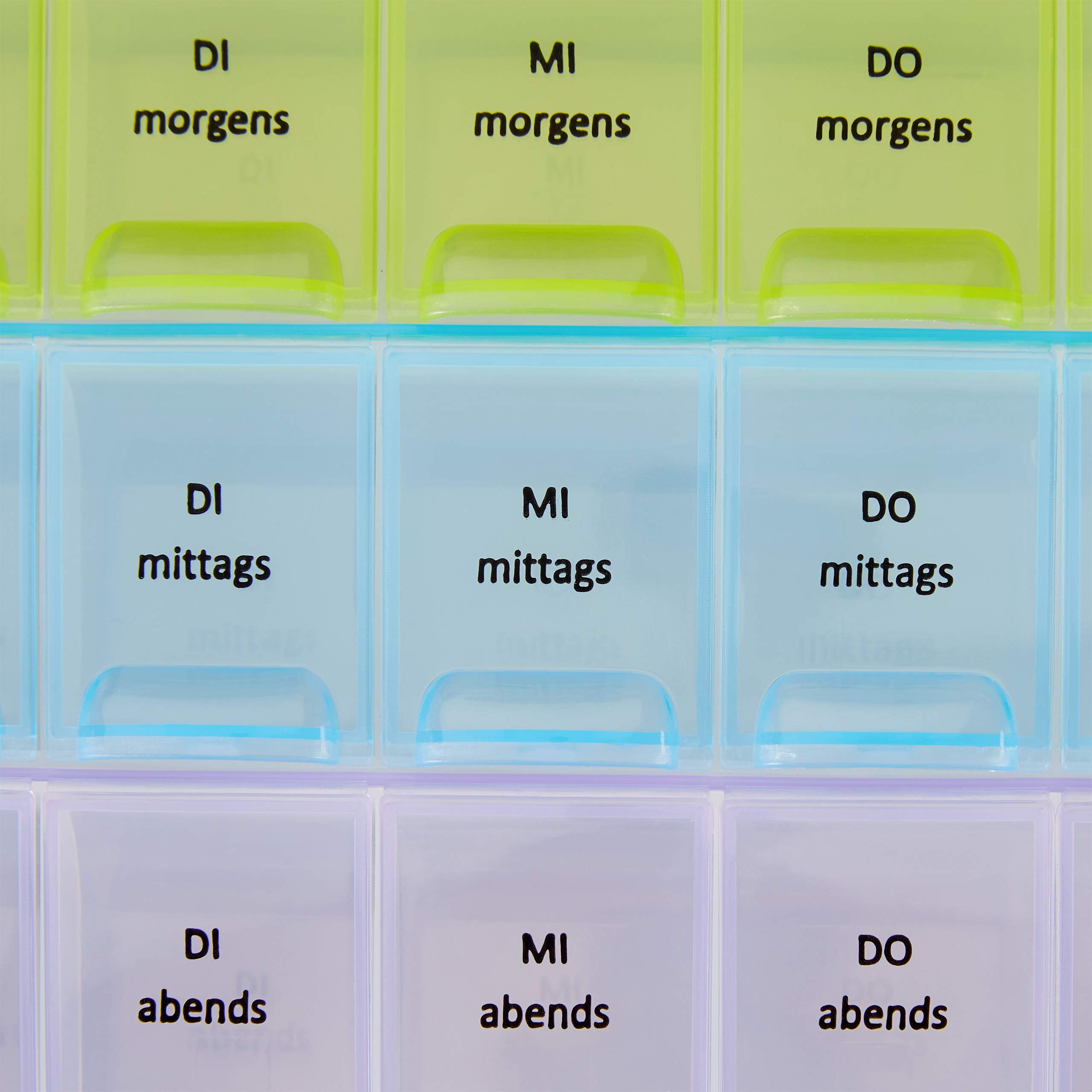 10x Portapillole 7 Giorni, 3 Scomparti, Mattino, Pomeriggio e Sera, Contenitore Farmaci Settimanale, Trasparente