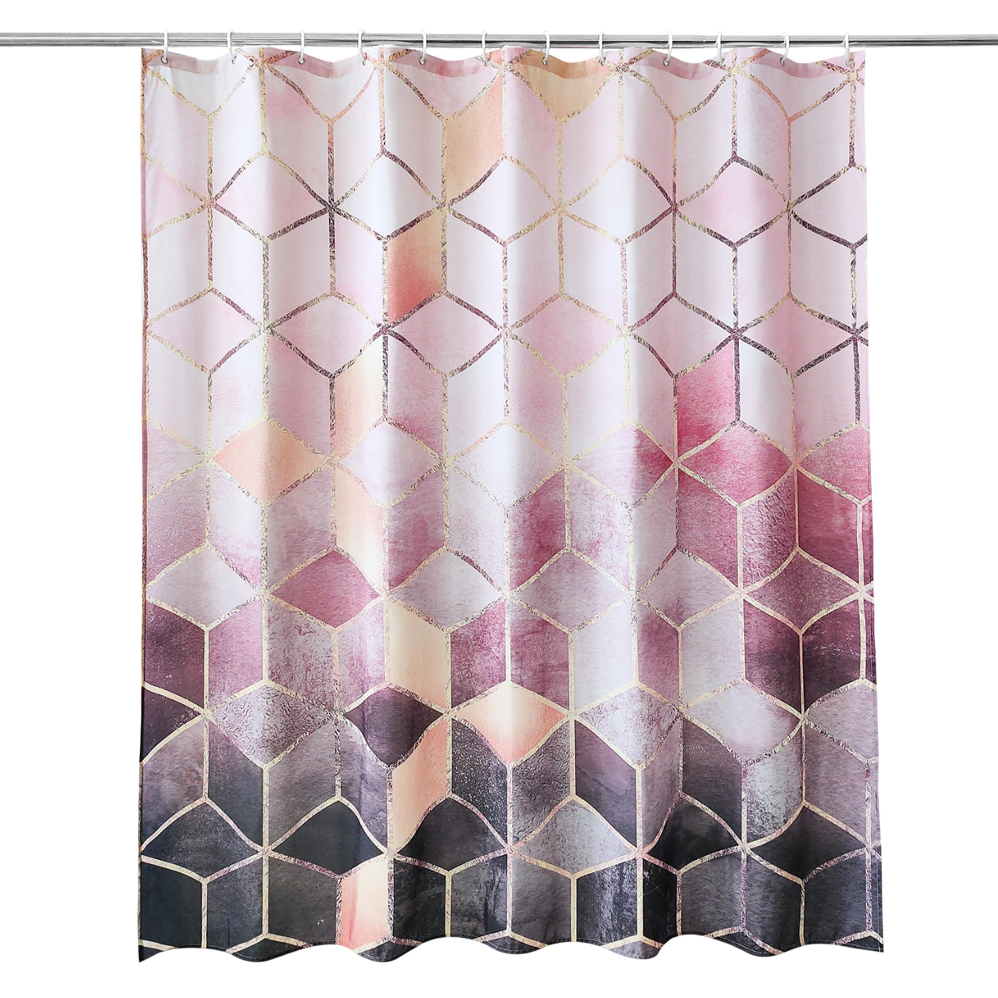 WedDecor Marble Shower Curtain, Soft Polyester - Pink & Grey, 180x180cm