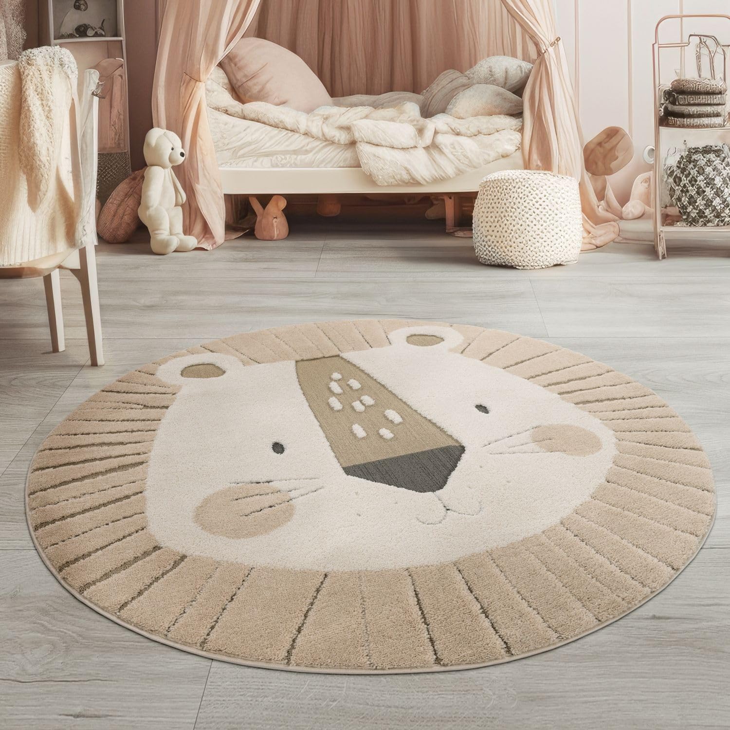 TT Home Alfombra Infantil Alfombra habitación Infantil Alfombra Juego Redonda Pelo Corto Motivo montañas 3D Suave Moderno, Tamaño:160 cm Redondo