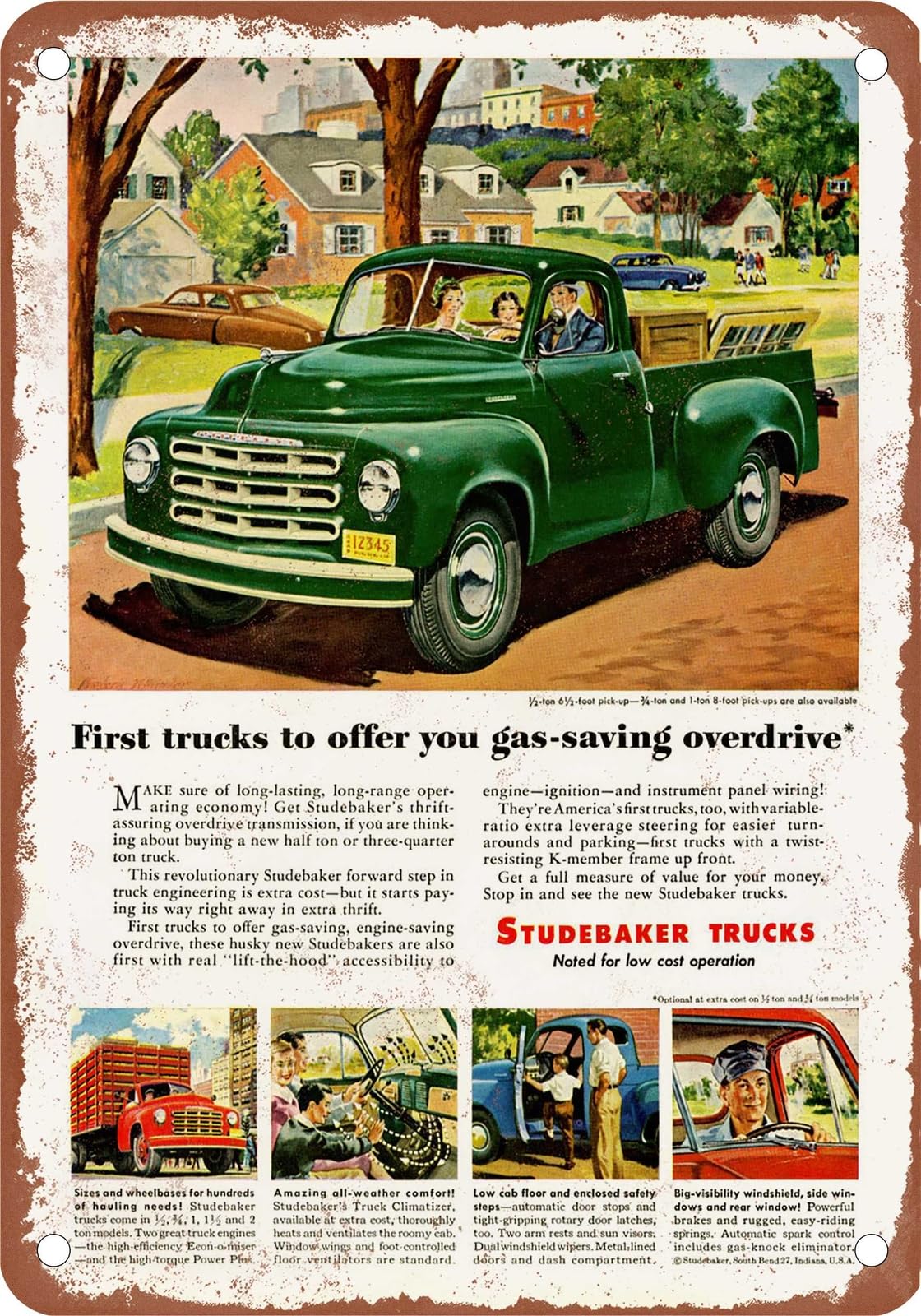 METAL SIGN - 1950 Studebaker Truck Vintage Ad 10 - Old Retro Rusty Look home decor