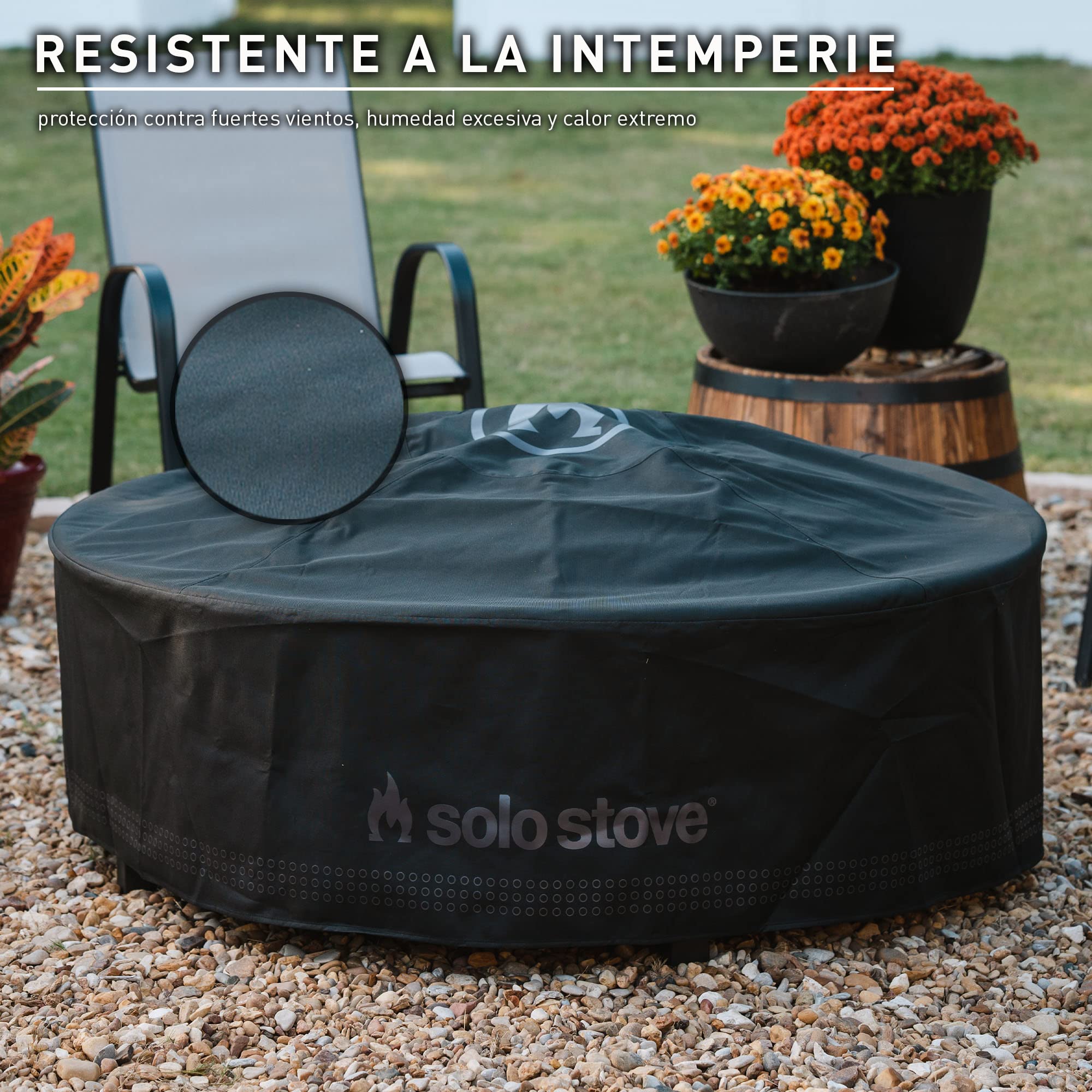 Solo Stove Cubierta para la mesa Surround, pequeña | Resistente a la intemperie, acrílico teñido en solución/revestimiento de PVC/soportes de aluminio, dimensiones: 53 x 111 cm, negro