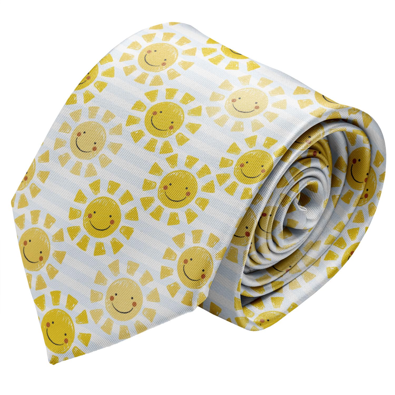 Novelty Necktie for Men (Cute Sunshine Pattern) Fun Conversational Silky Tie, Neck Tie for Party, Events, Unique and Original