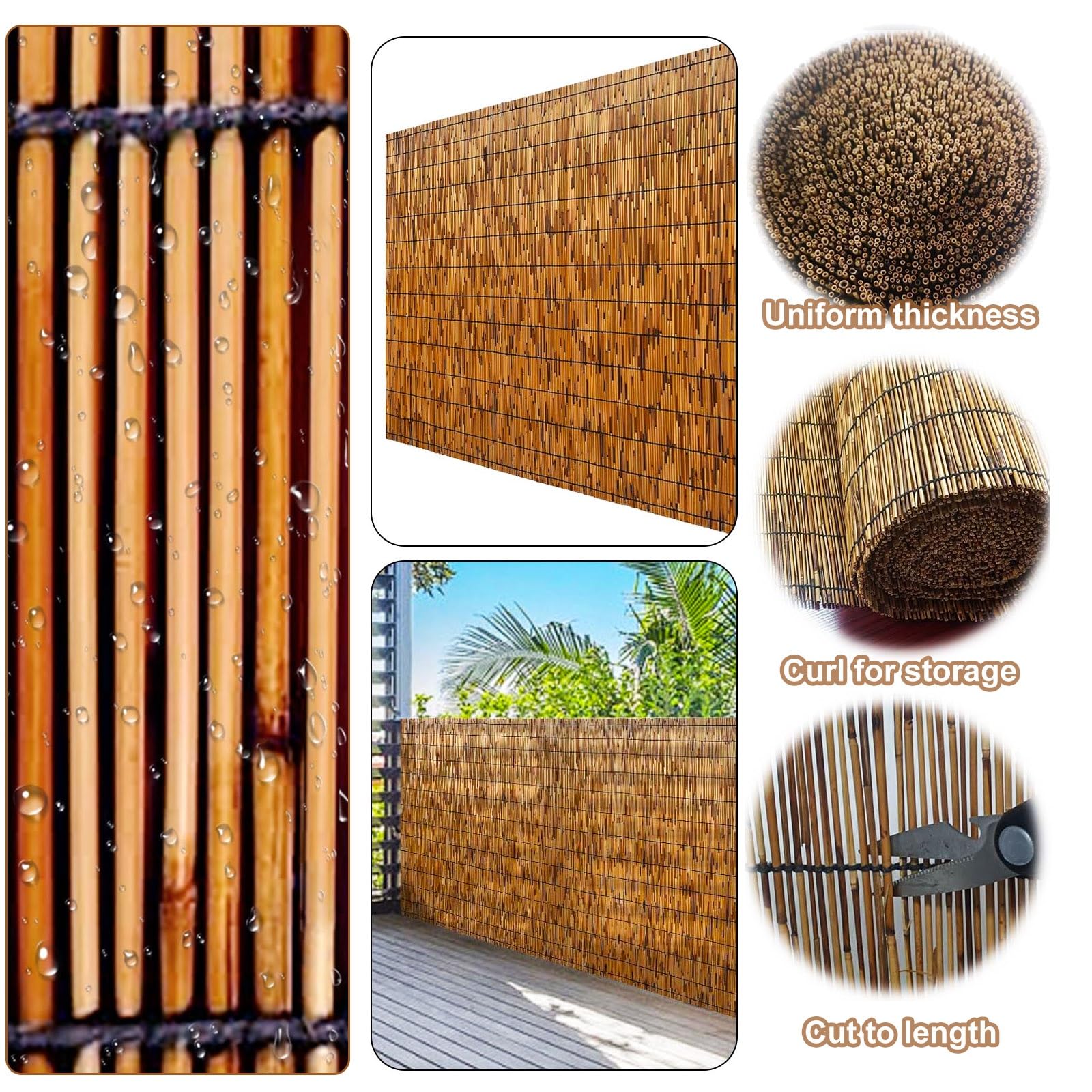 Schilfmatten Sichtschutz Zaun Schneiden Bambus Matte Schilfrohrmatte 80x600  90x400 180x180 Trennwand Balkon Sichtschutz Terrasse Natrlicher Schilfrohr  Outdoor Dekorativer Zaun Fr Gartenzaun Holz : Amazon.de: Garten