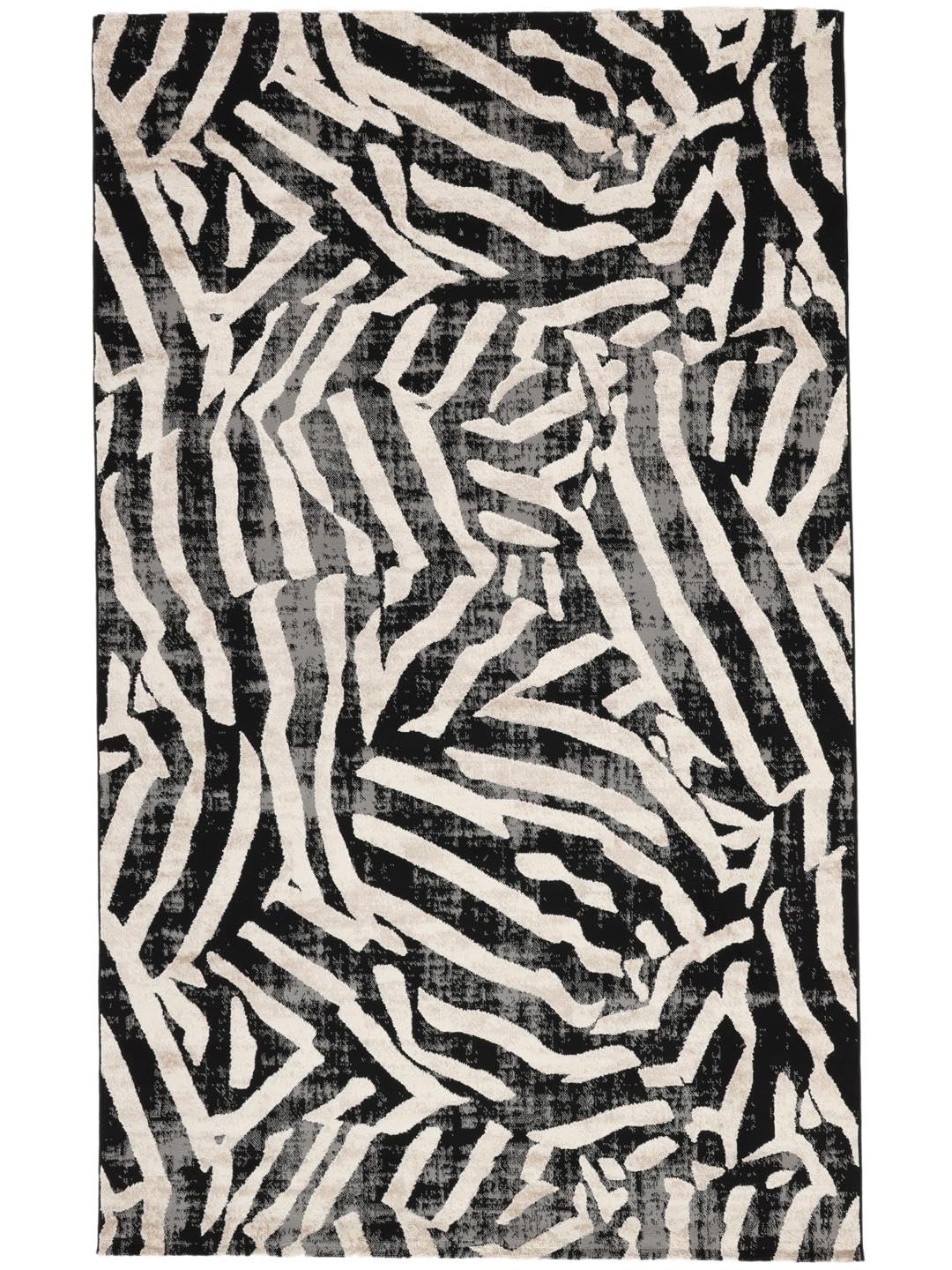 RugVista Nalori Tappeto, 160 x 230 cm, Nero/Beige | Moderni, Rettangolare, Pelo medio, Lavabile solo a secco, Oeko-Tex 100, Soggiorno, Sala da pranzo, Camera da letto