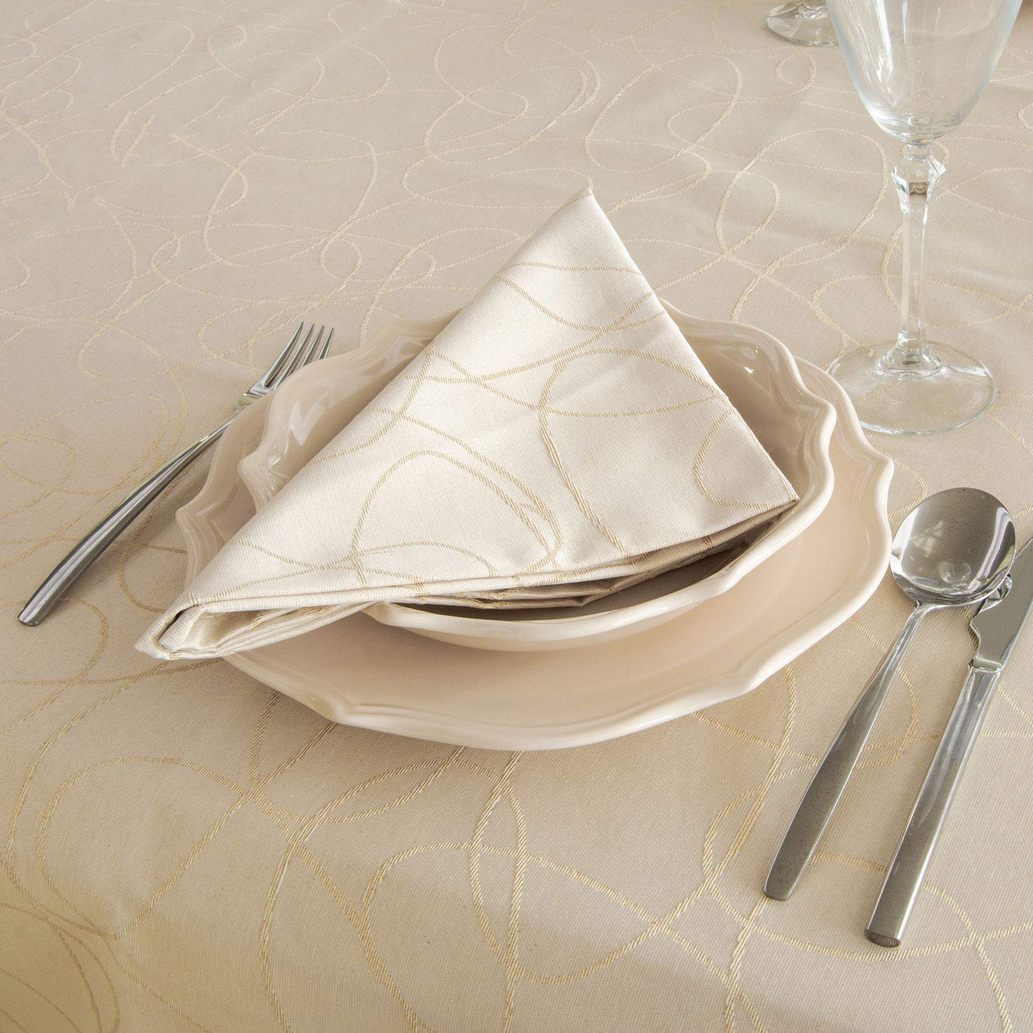 Serviettes de table rectangulaires beige Golden Lines lot de 12 pour salle à manger