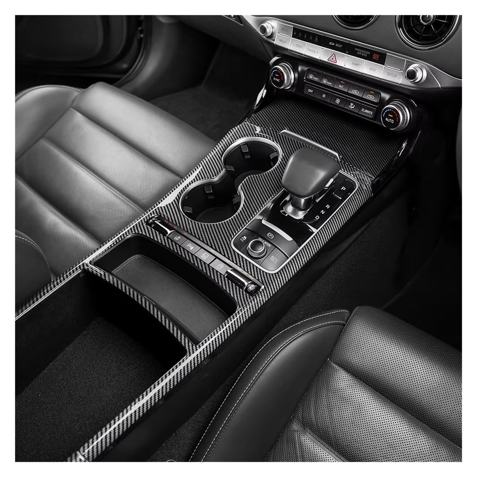 Interieur Zubehör Für Kia Für Stinger 2018-2023 LHD/RHD ABS Konsole Getriebe Shift Box Panel Abdeckung Aufkleber Interieur Dekor(LHD)