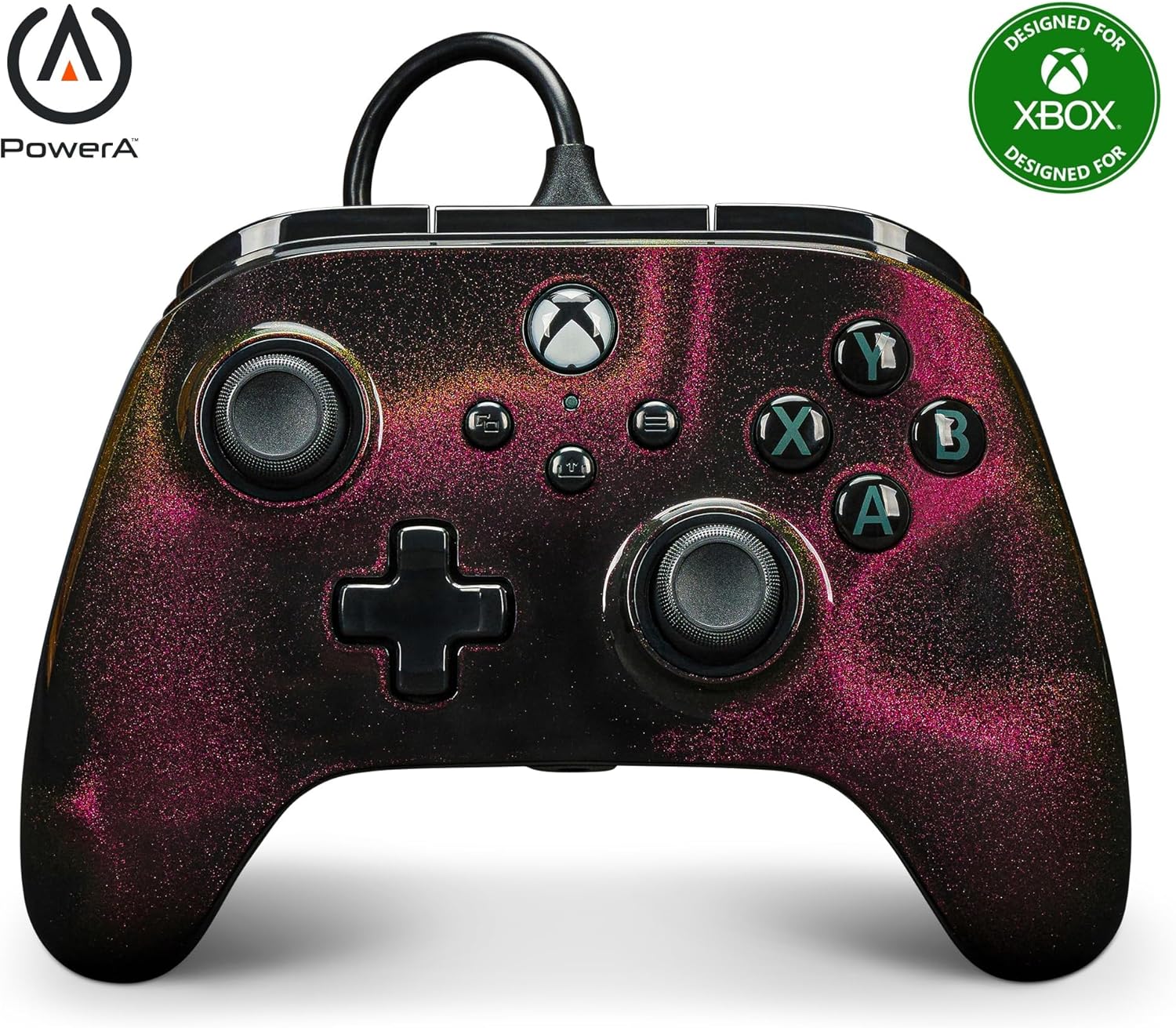 PowerA Advantage Wired Controller for Xbox Series X|S - Sparkle, gamepad, wired video game controller, gaming controller, USB-C, Works with Xbox One, Officially Licensed for Xbox