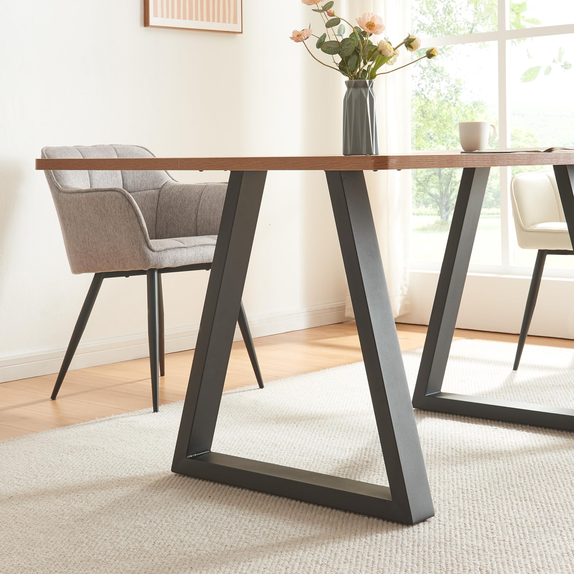 [en.casa] Set de 2 Patas de Mesa Greiling Conjunto de 2 Pies de Mueble DIY con Patas Niveladores de Estilo Atemporal en Forma de Trapecio Acero Sinterizado 72 x 70 cm - Negro