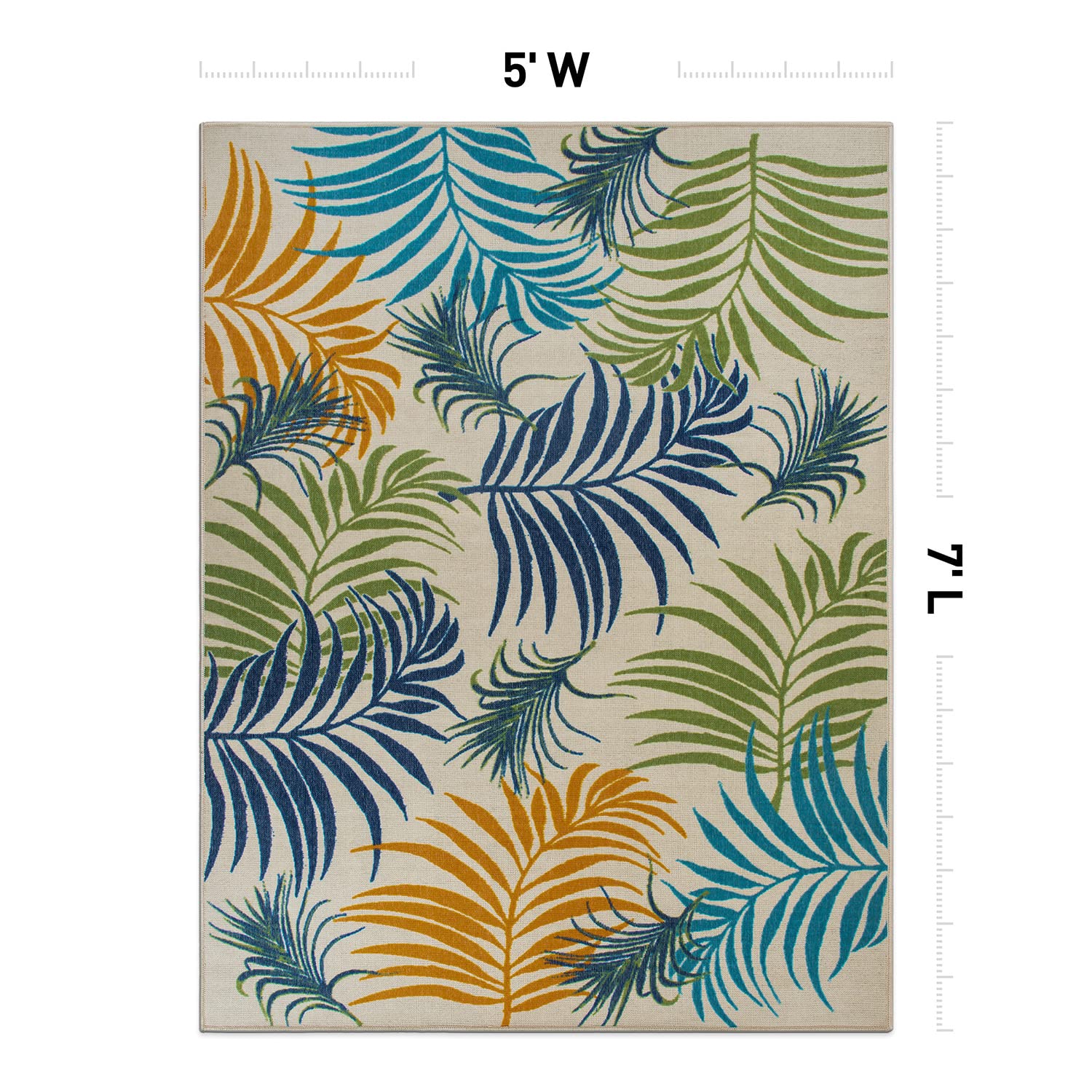 Rugshop La Palma Contemporary Floral Non-Shedding Outdoor Rugs for Deck,Patio,Backyard Indoor/Outdoor Area Rug 5' x 7' Multi