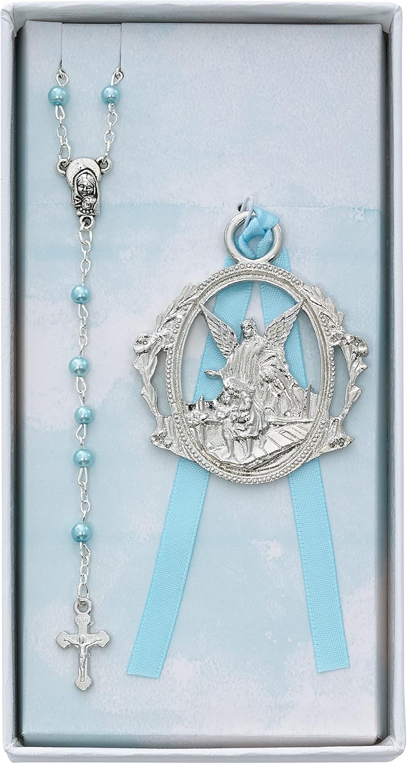 Blue Rosary & Crib Medal