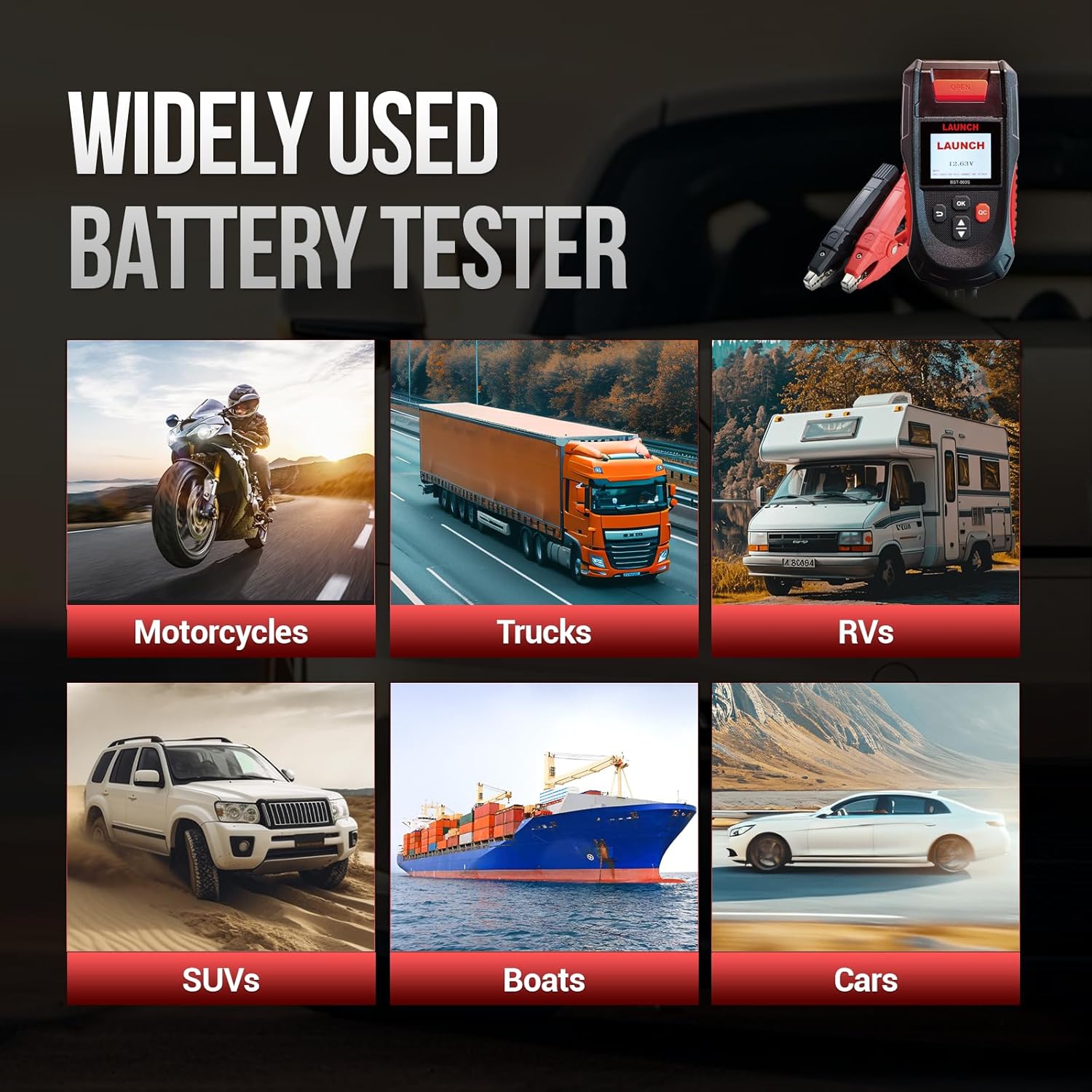 Car Battery Tester 12V 24V Load Tester, Launch BST-860S Digital Automotive Battery Alternator Tester with Printer, Charging Cranking System Analyzer for Cars Trucks Motorcycles SUVs ATVs RVs Boats