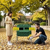 Vista 6 de F2C Cubo de Compostaje para Exteriores de Cámara Dual, Cubo Giratorio de 43 Galones, sin BPA, Gran Cubo de Compostaje Giratorio o Rotativo