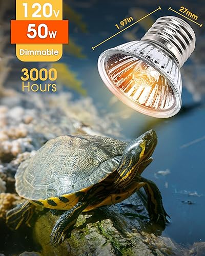 Miniatura 2 de Lámpara de calor de reptiles UVA+UVB de 50 W, paquete de 4 bombillas de calor para reptiles, luces de anfibios, terrarios y jaulas, funciona con