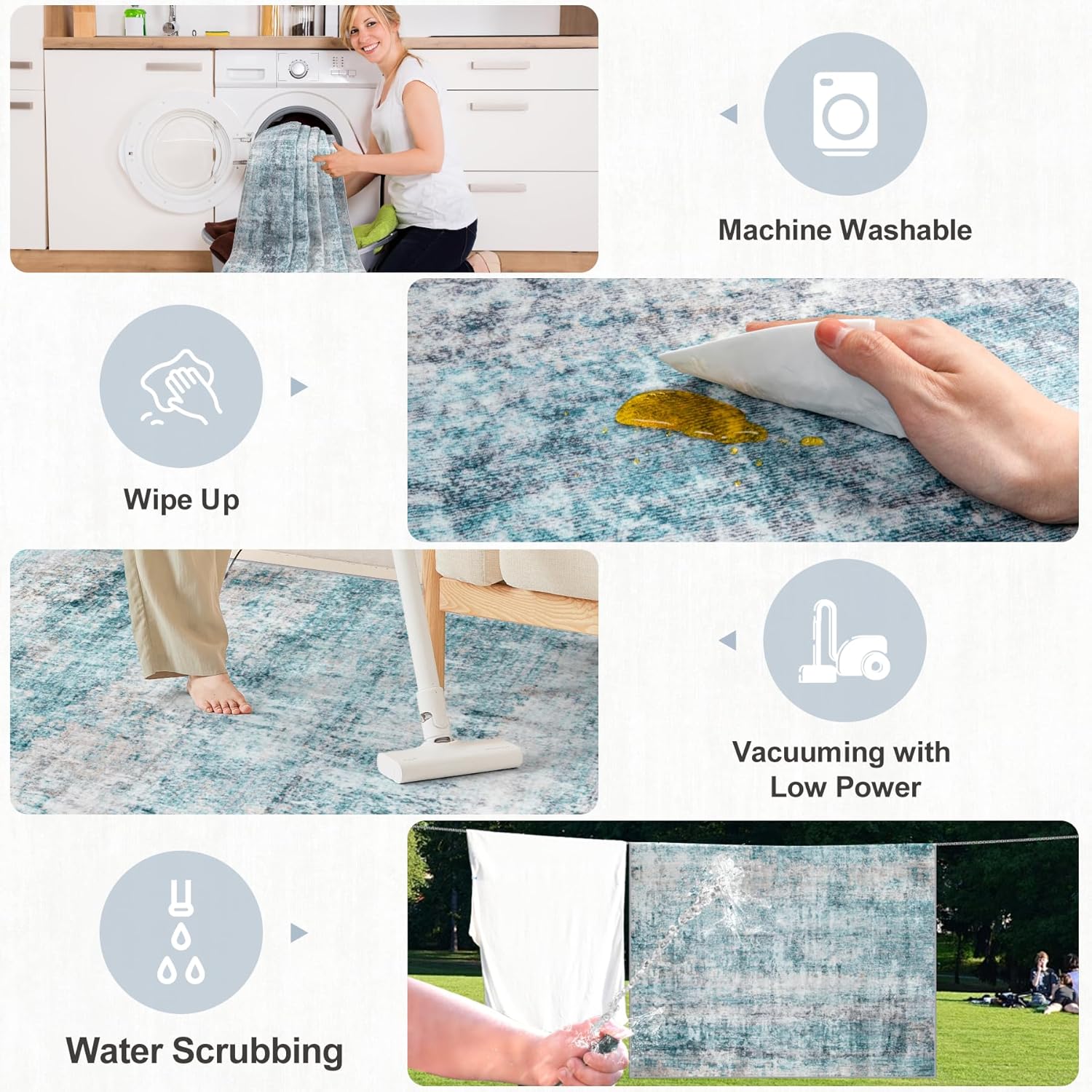 Area Rugs Living Room Rug - 5x7 Washable Modern Abstract Soft Neutral Non-Slip Carpet Large Indoor Floor Thin Carpets for Bedroom Dining Room Farmhouse Nursery Home Office Green - Image 4